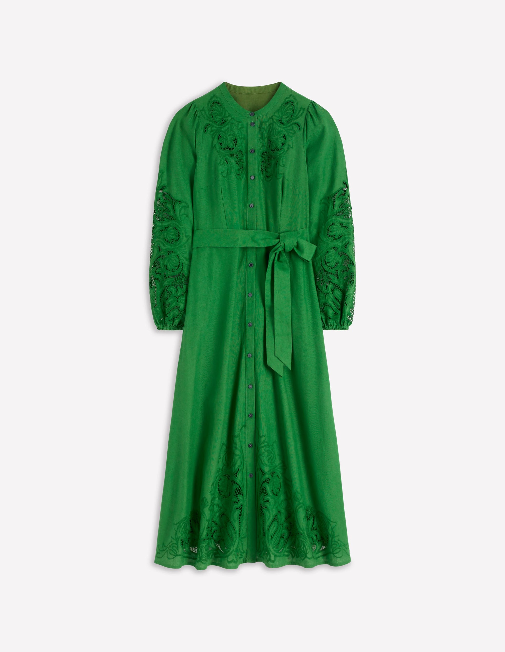 Robe-chemise Mae en lin mélangé-Vert des Highlands-6