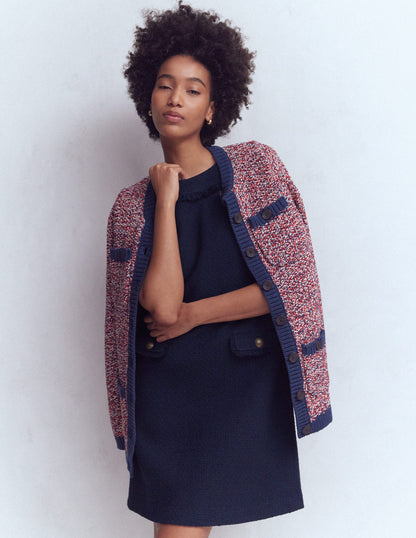 Robe droite Evita en coton-Bleu marine-1