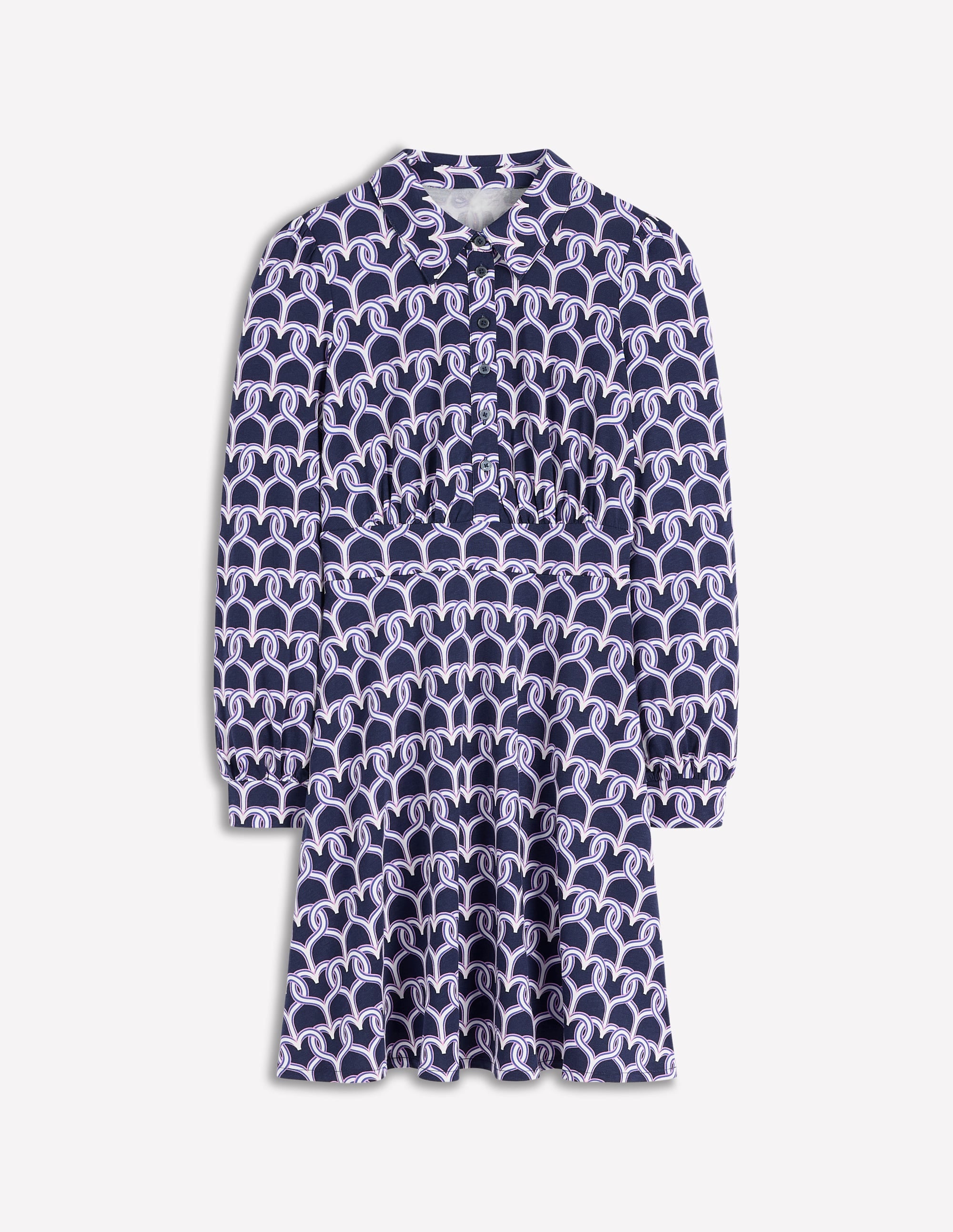 Orla Kurzes Jersey-Hemdblusenkleid-Französisches Marineblau, Verschlungene Herzen - Image 4