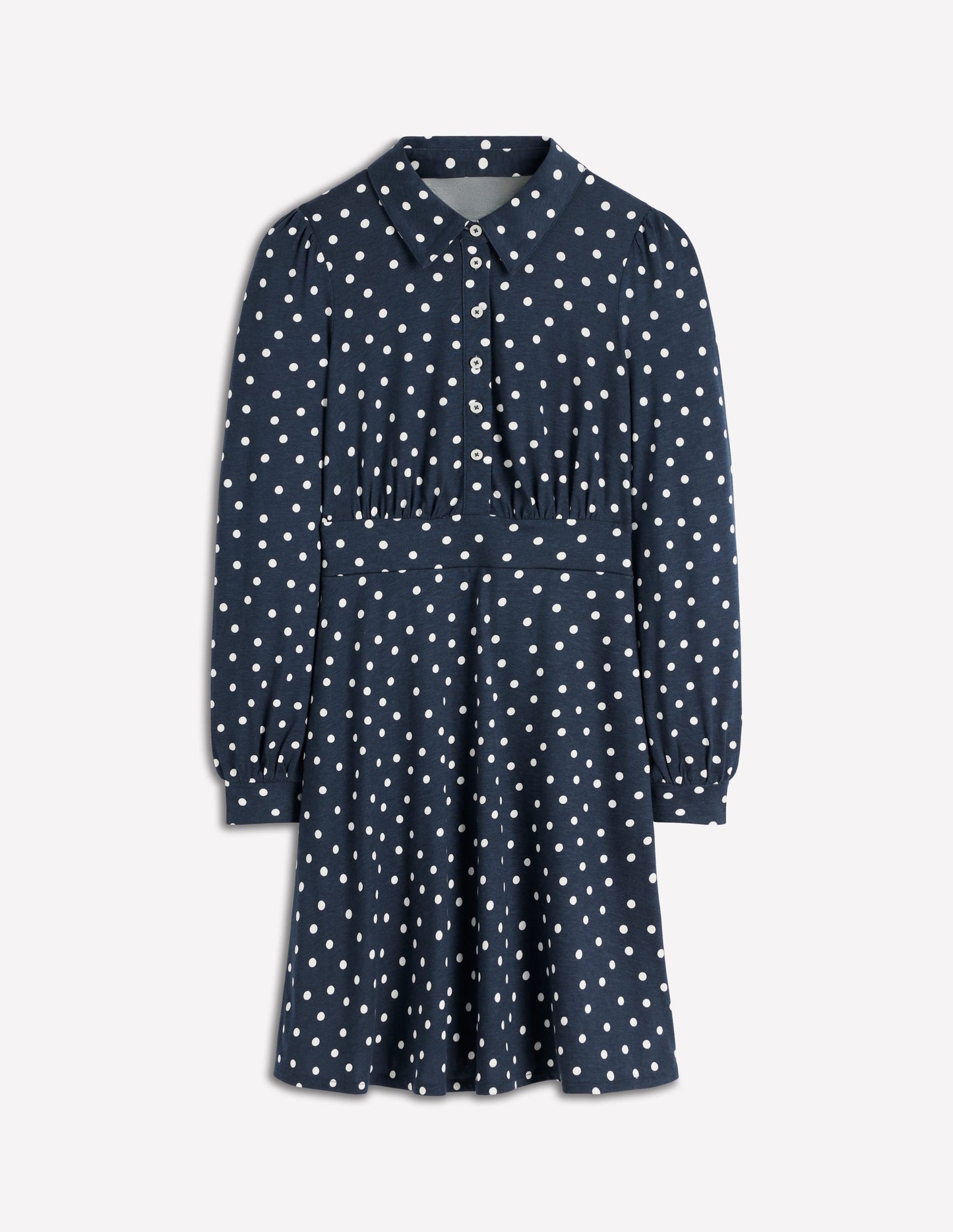Robe-chemise courte en jersey Orla-Bleu marine foncé, pois peints