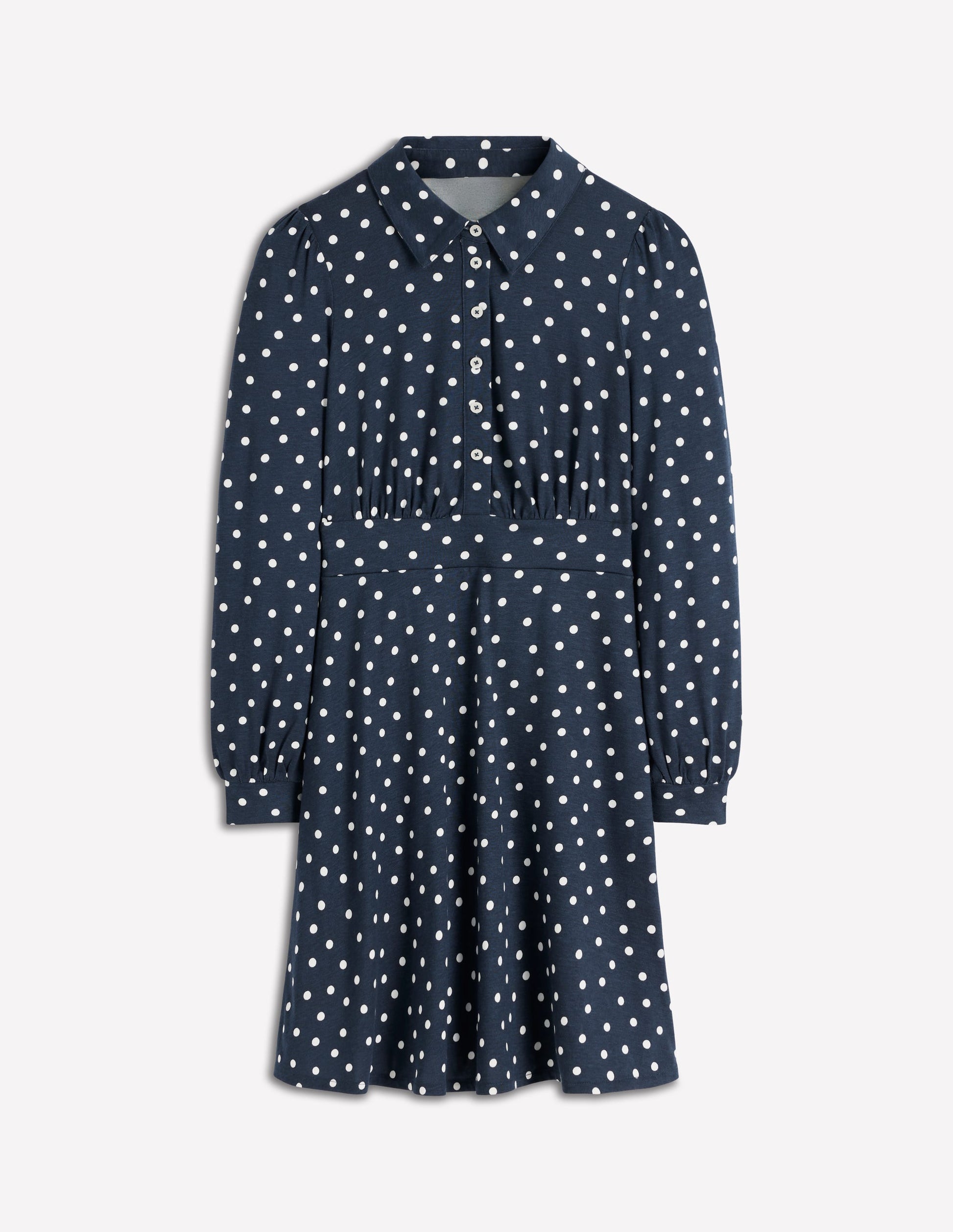 Robe-chemise courte en jersey Orla-Bleu marine foncé, pois peints-5