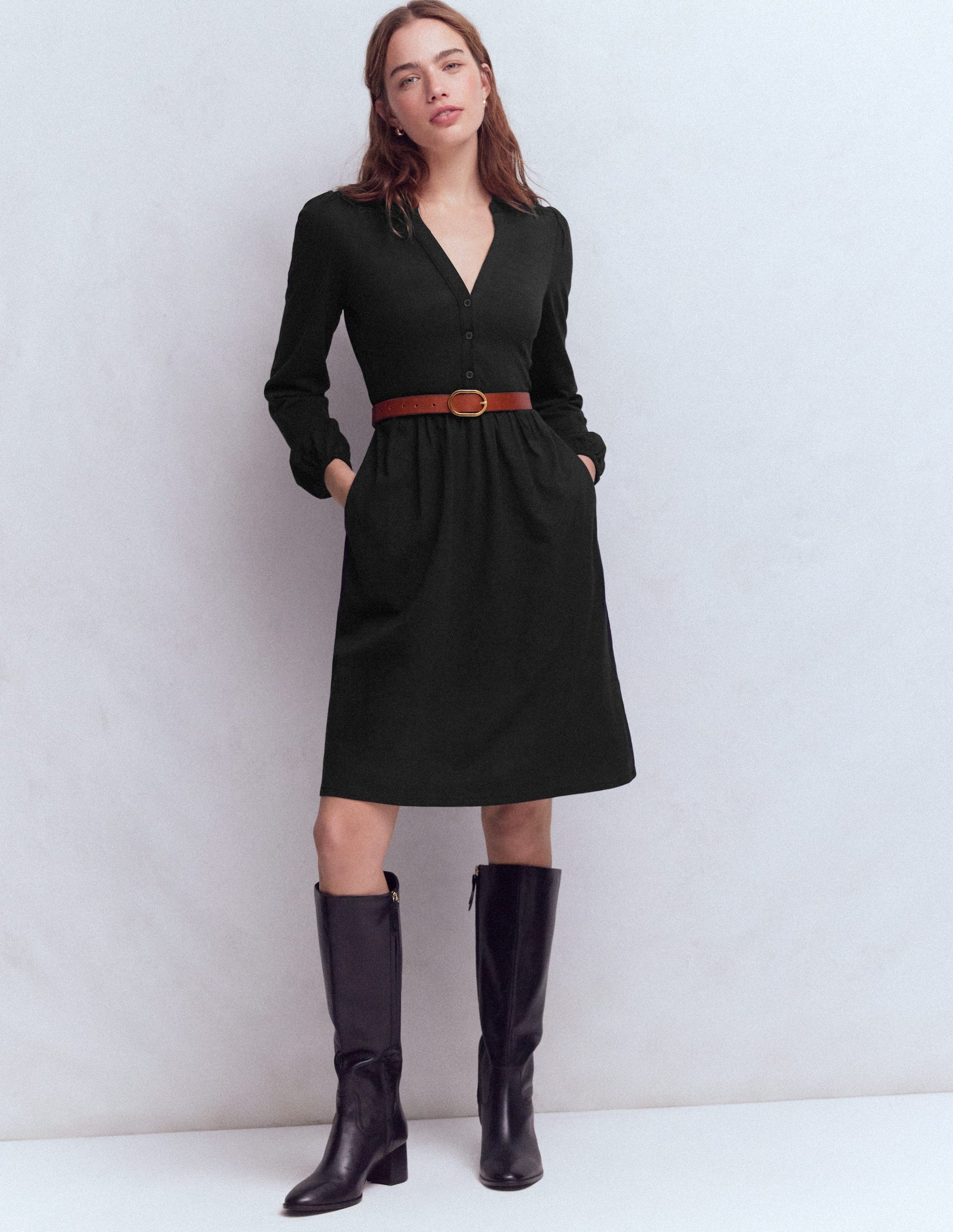 Amy Kurzes Jerseykleid-Schwarz-1