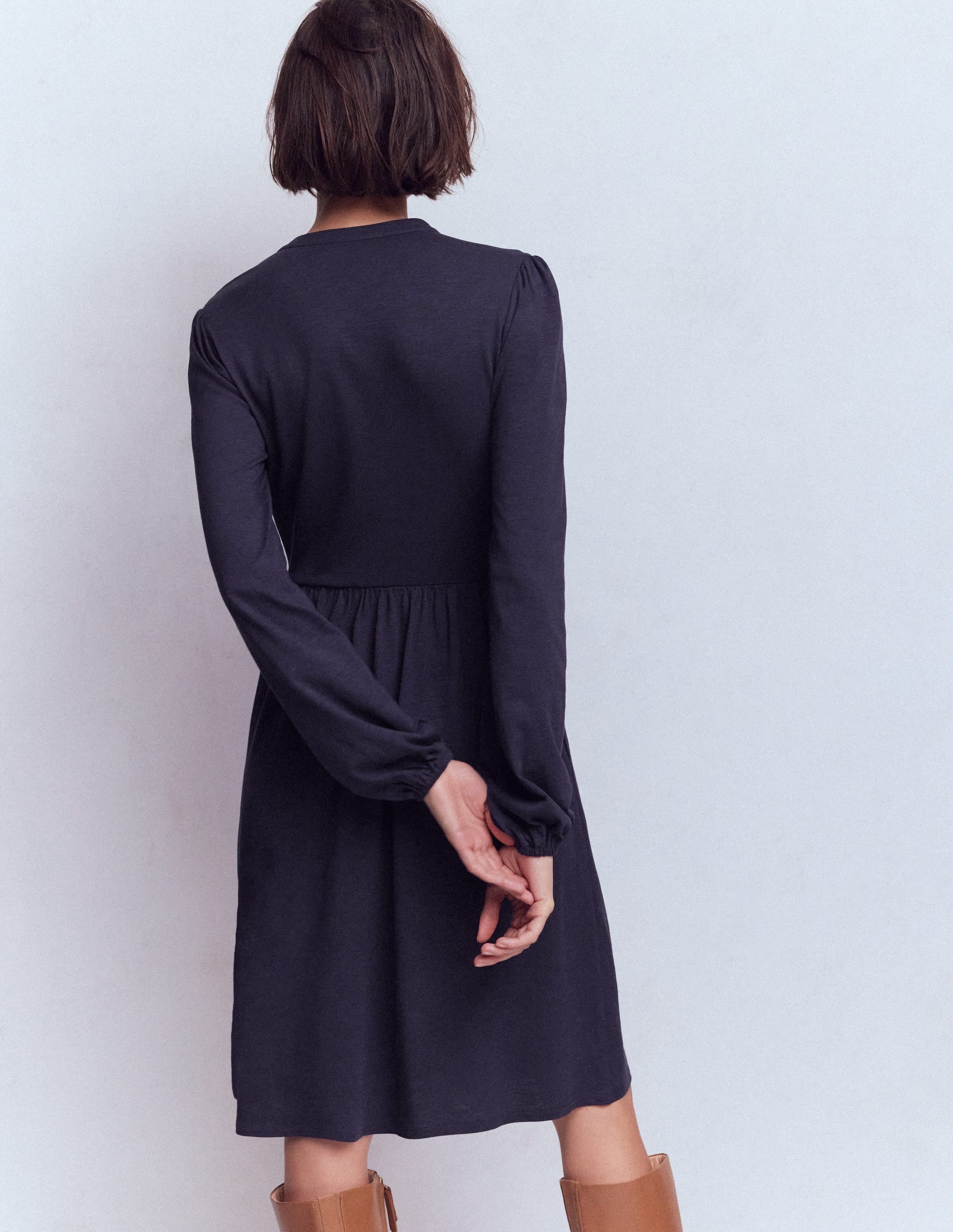 Robe courte Amy en jersey-Bleu marine - Image 3