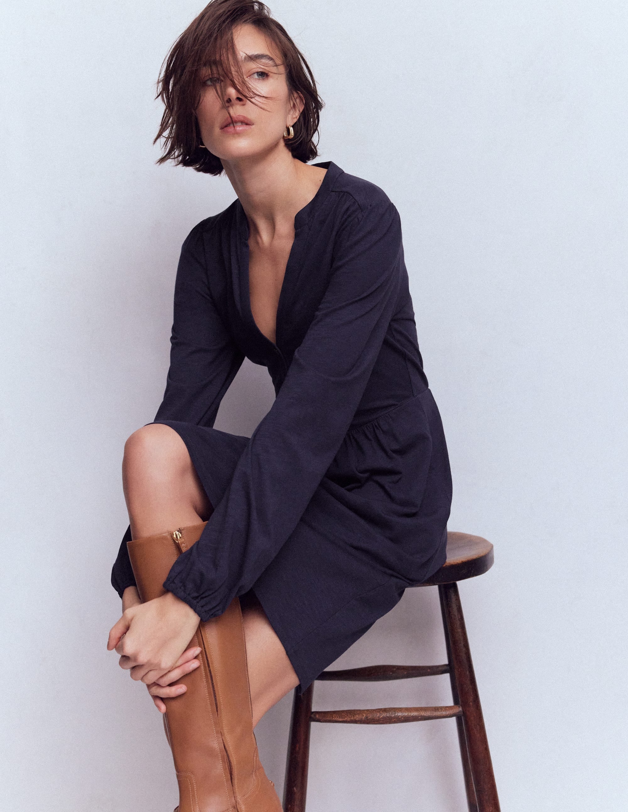 Robe courte Amy en jersey-Bleu marine - Image 4