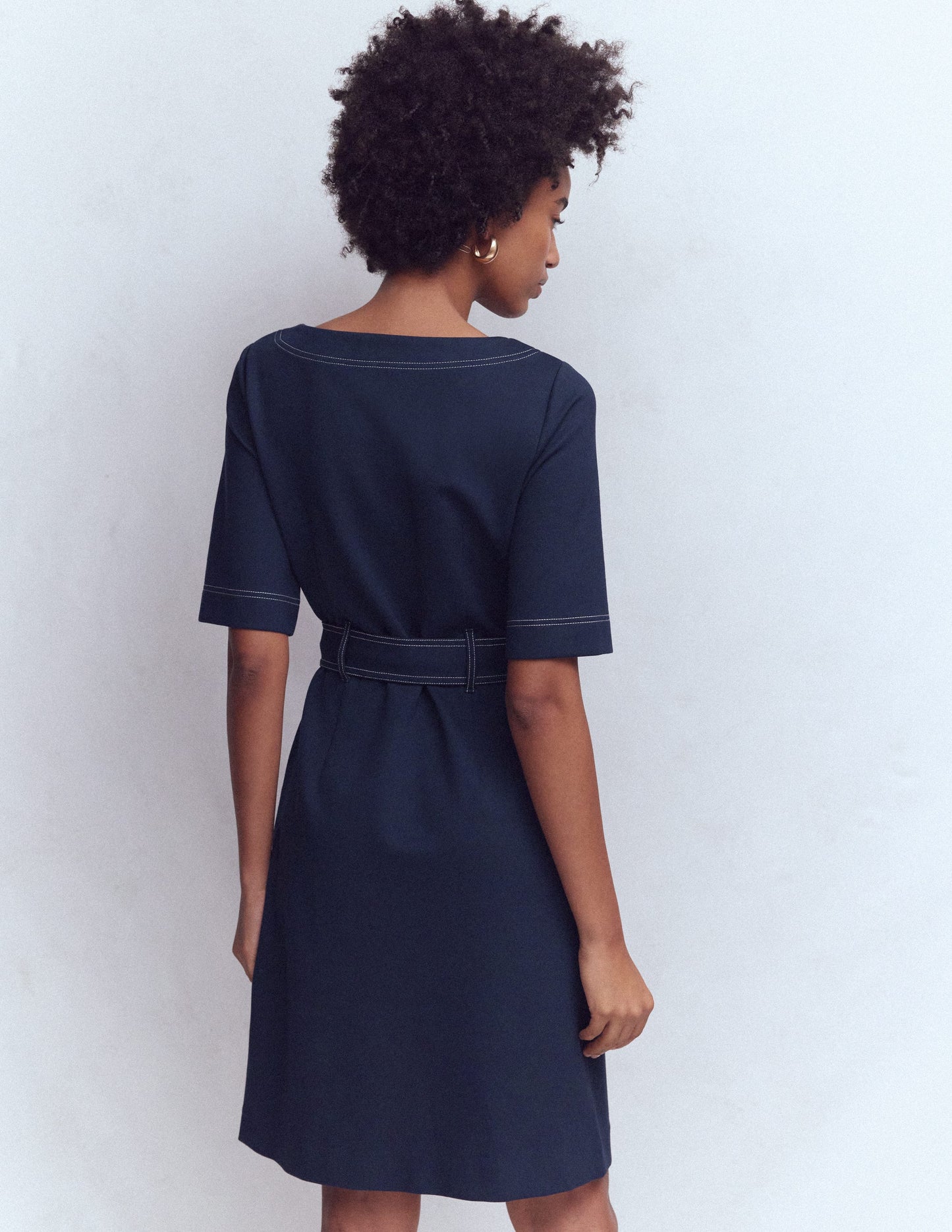 Robe droite Bria en point de Rome-Bleu marine