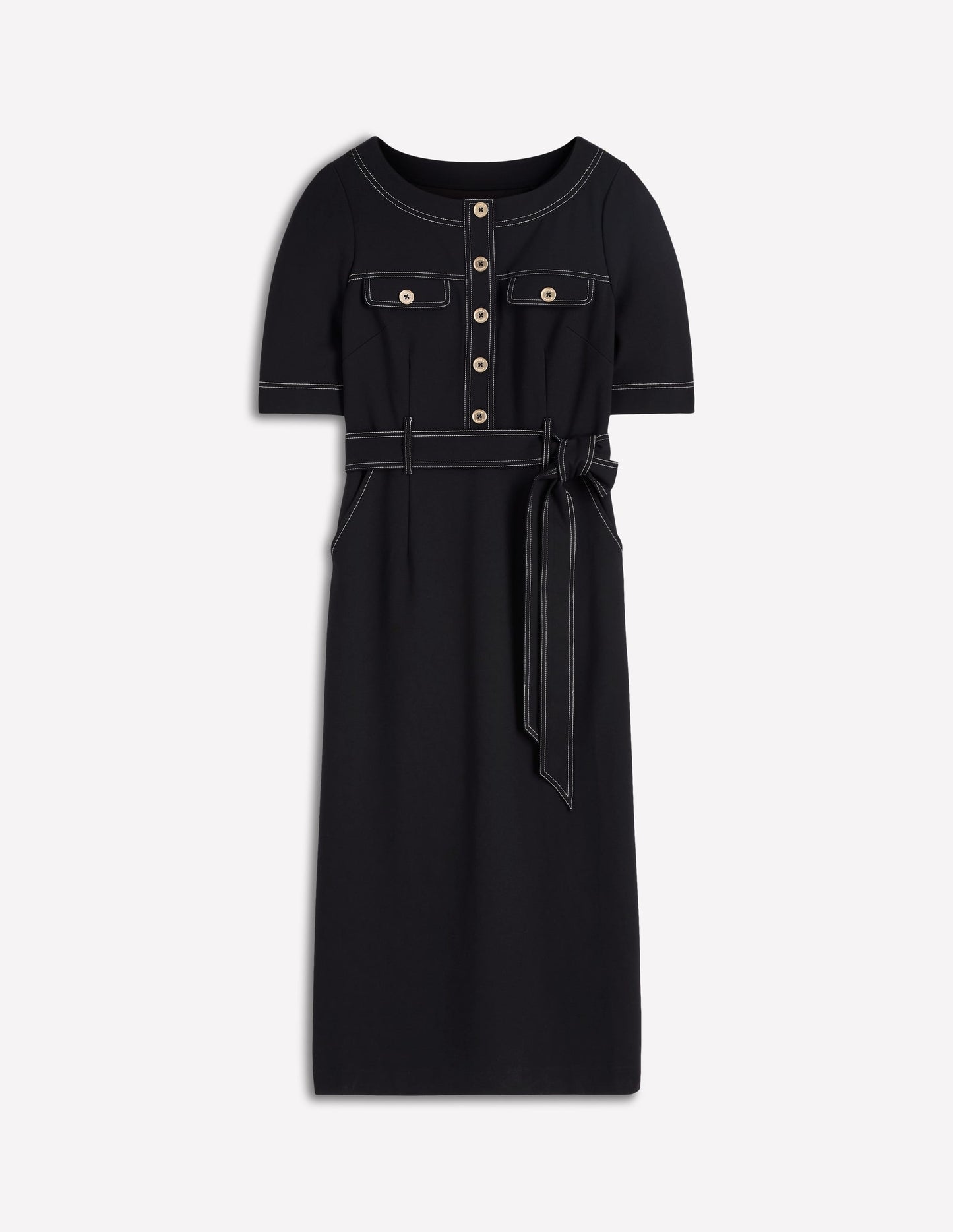 Robe midi Bria en point de Rome-Noir