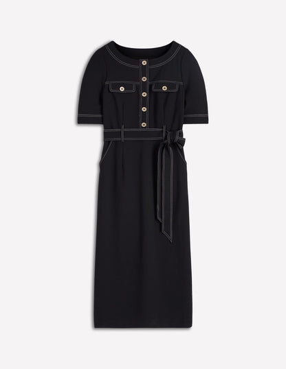 Robe midi Bria en point de Rome-Noir-5