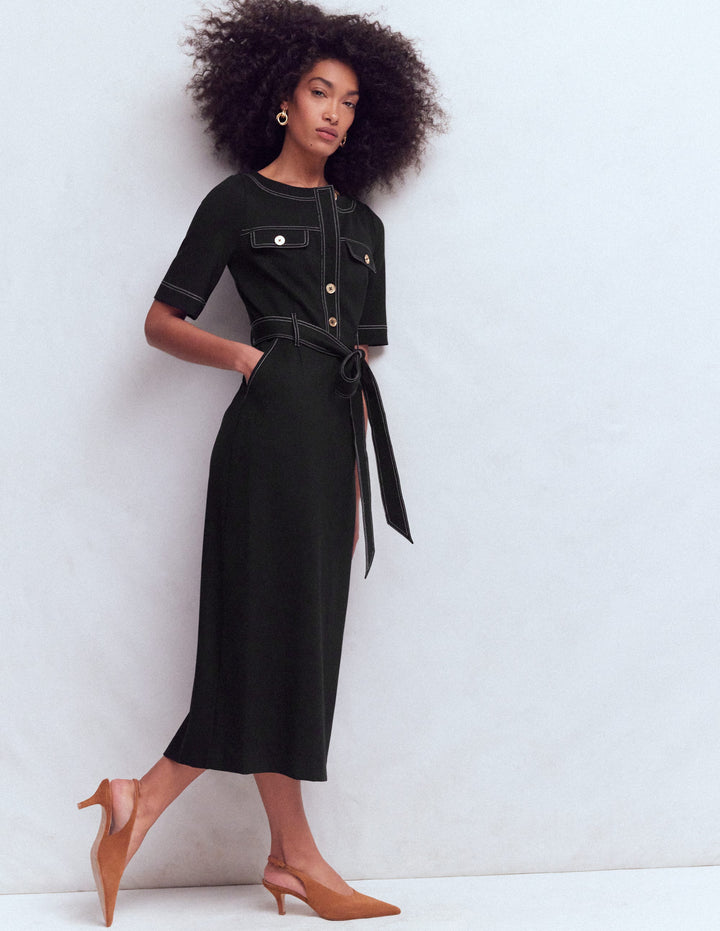 Robe midi Bria en point de Rome-Noir