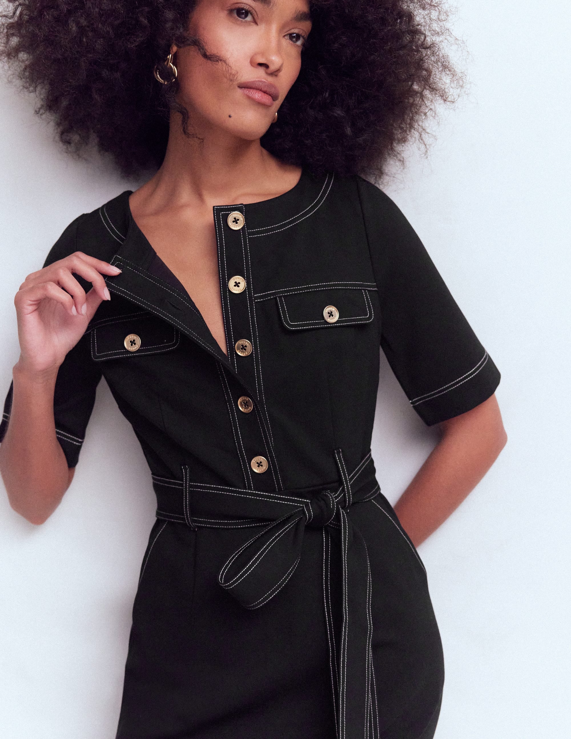Robe midi Bria en point de Rome-Noir - Image 2