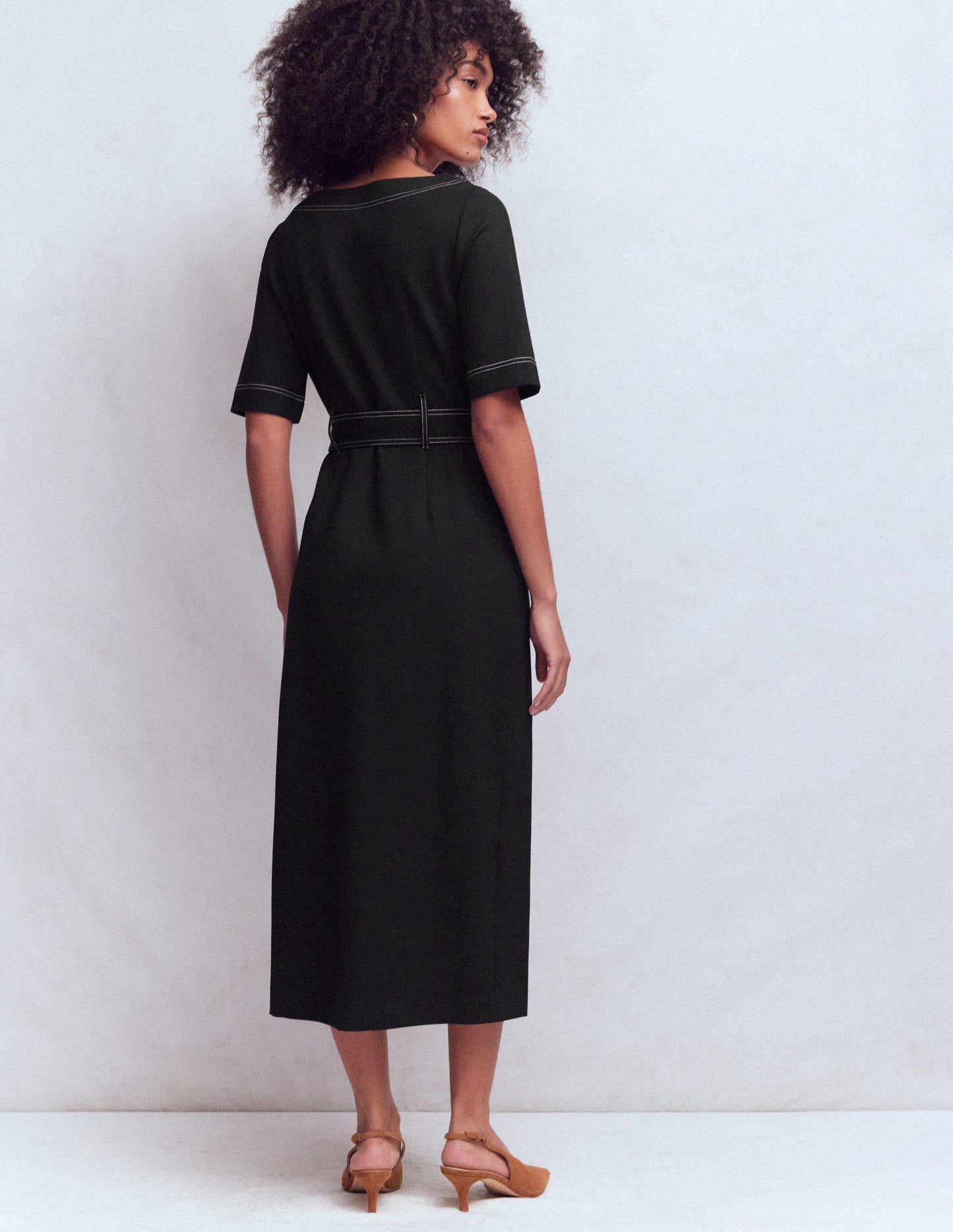 Robe midi Bria en point de Rome-Noir