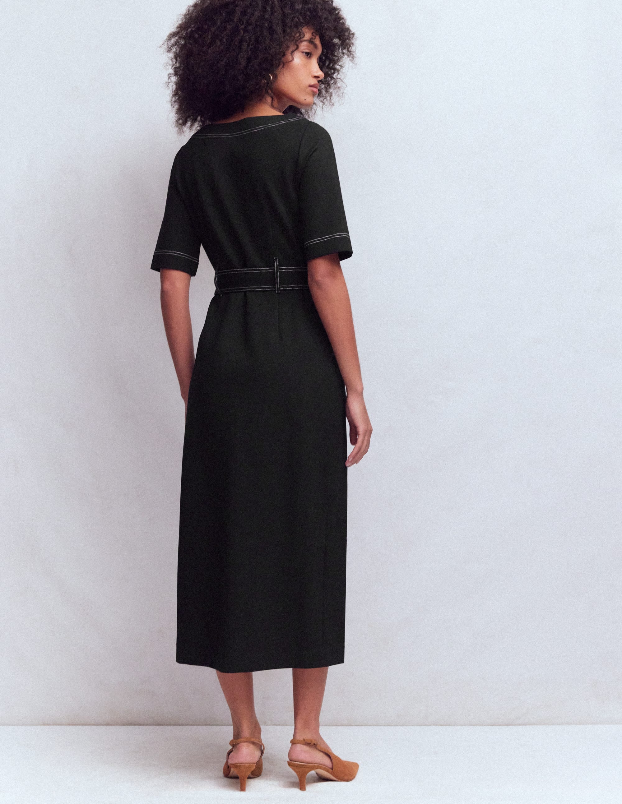 Robe midi Bria en point de Rome-Noir - Image 3