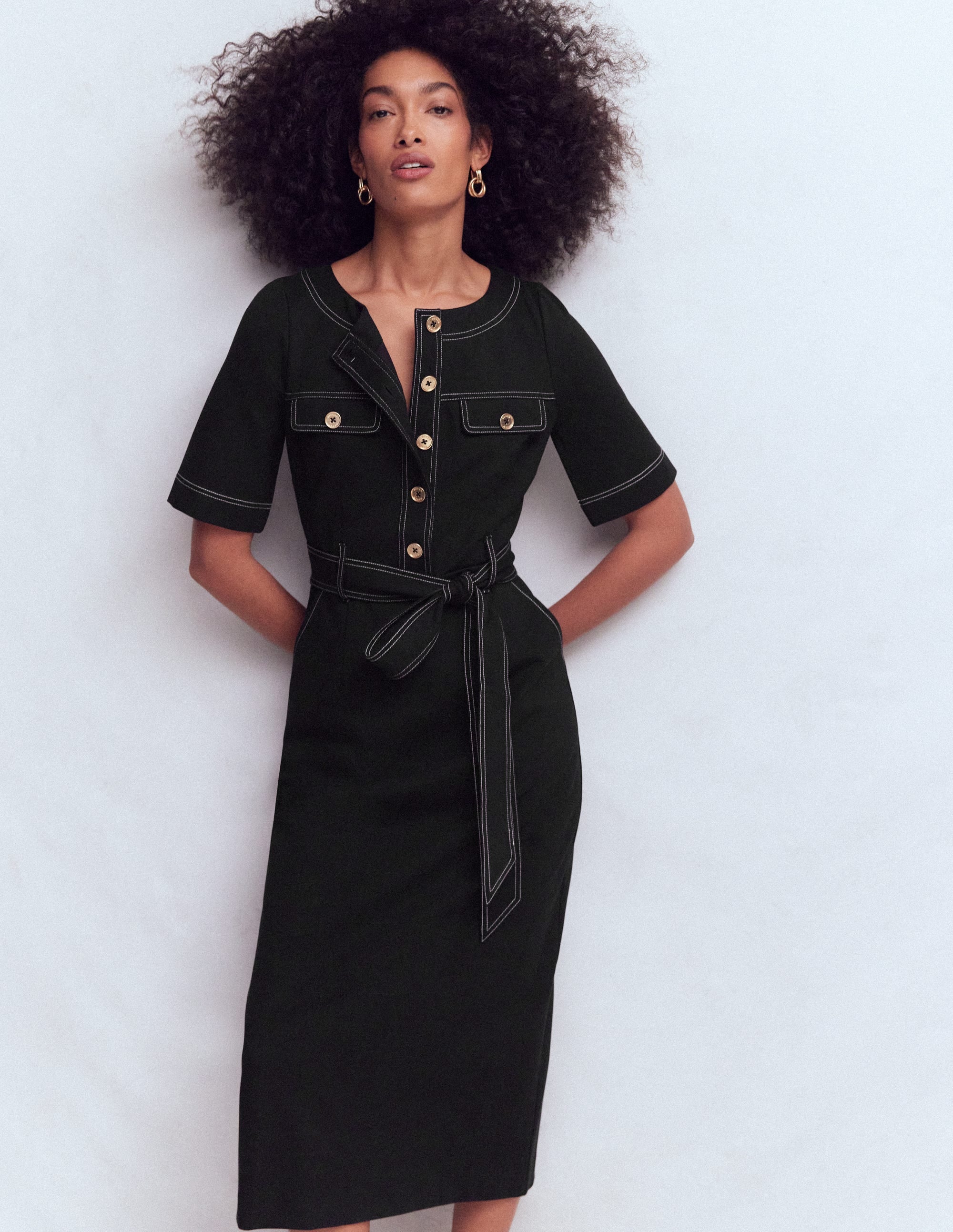 Robe midi Bria en point de Rome-Noir - Image 4