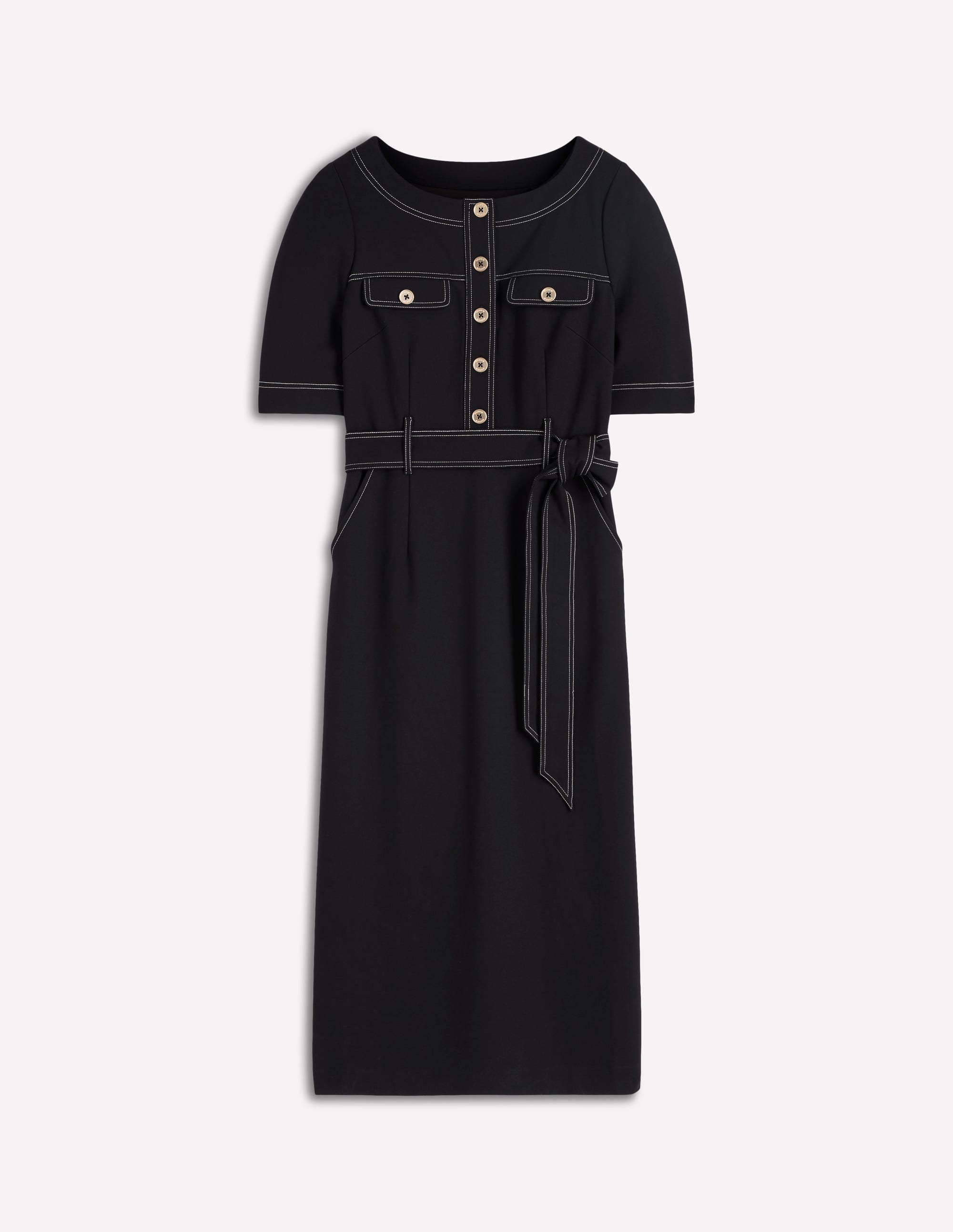 Robe midi Bria en point de Rome-Noir - Image 5