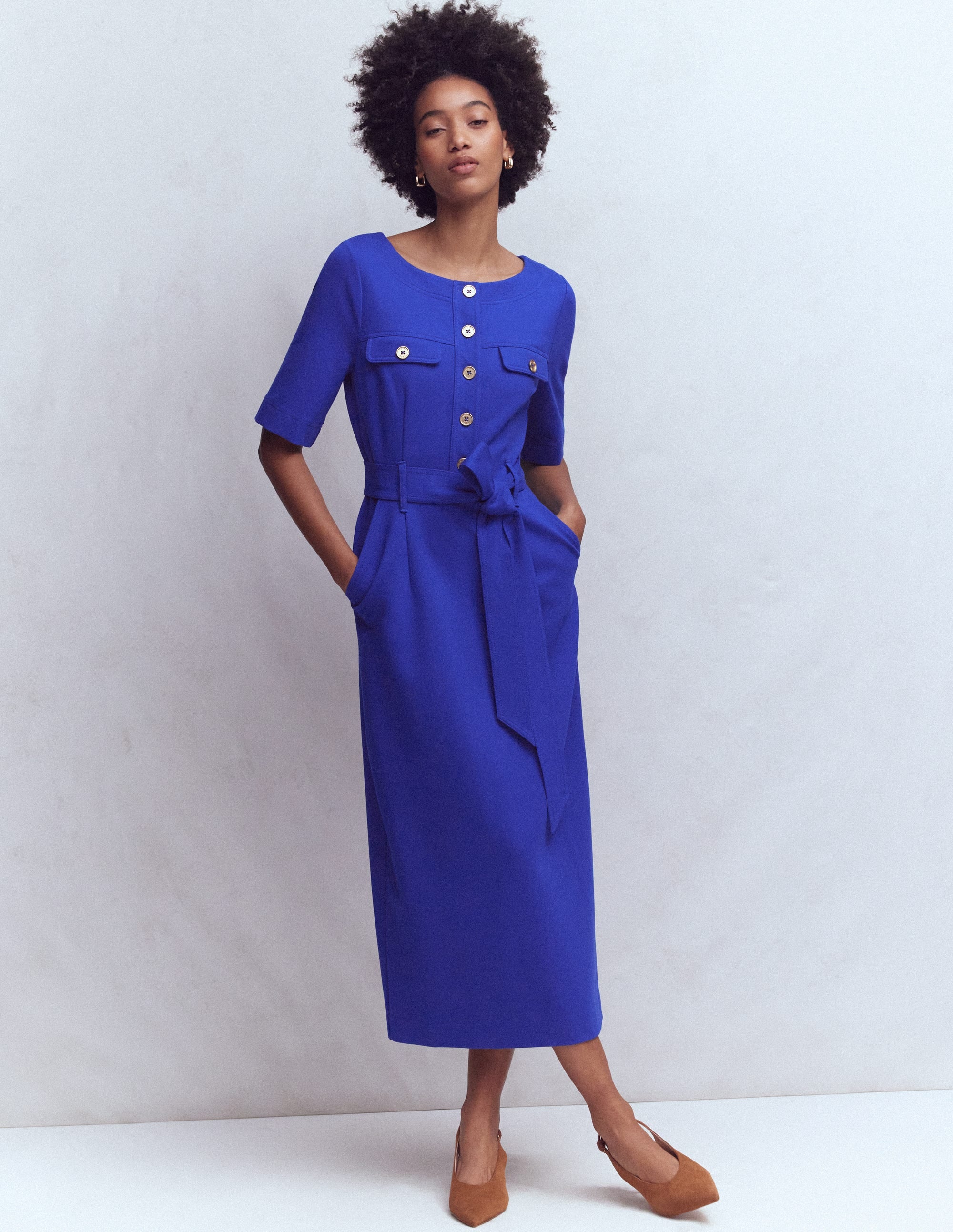 Robe midi Bria en point de Rome-Bleu vif - Image 1