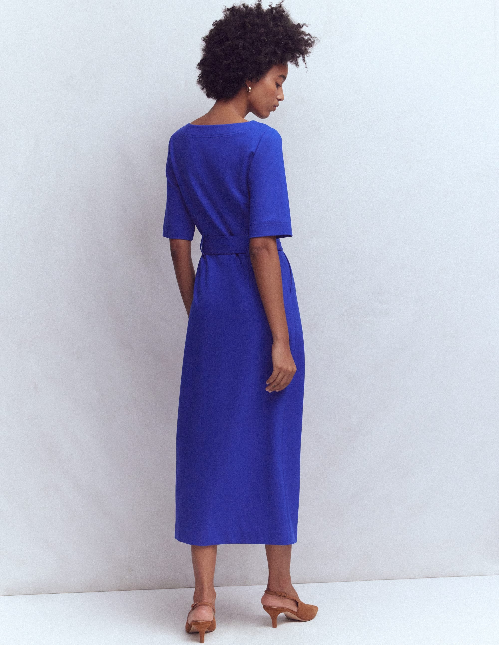 Robe midi Bria en point de Rome-Bleu vif - Image 3