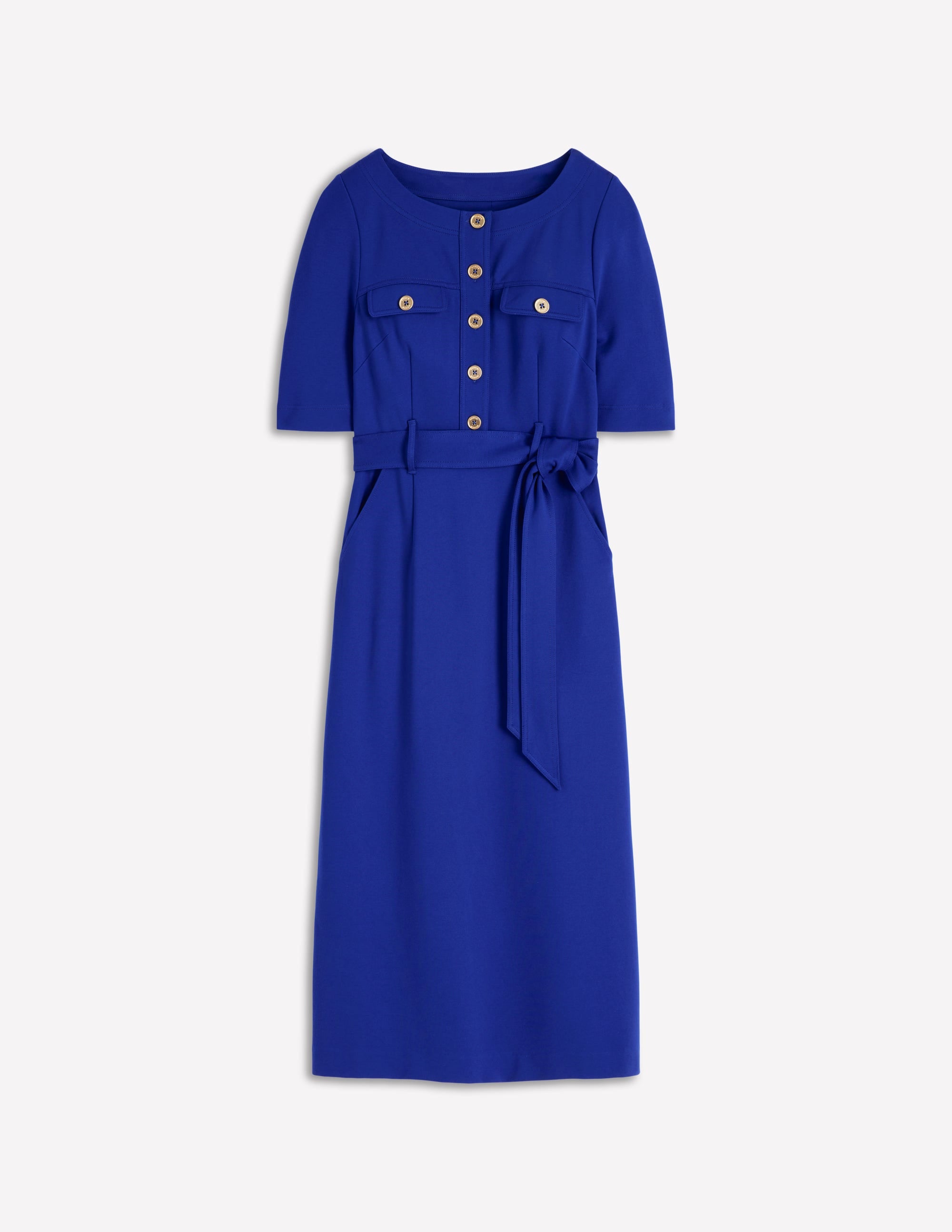 Robe midi Bria en point de Rome-Bleu vif - Image 5