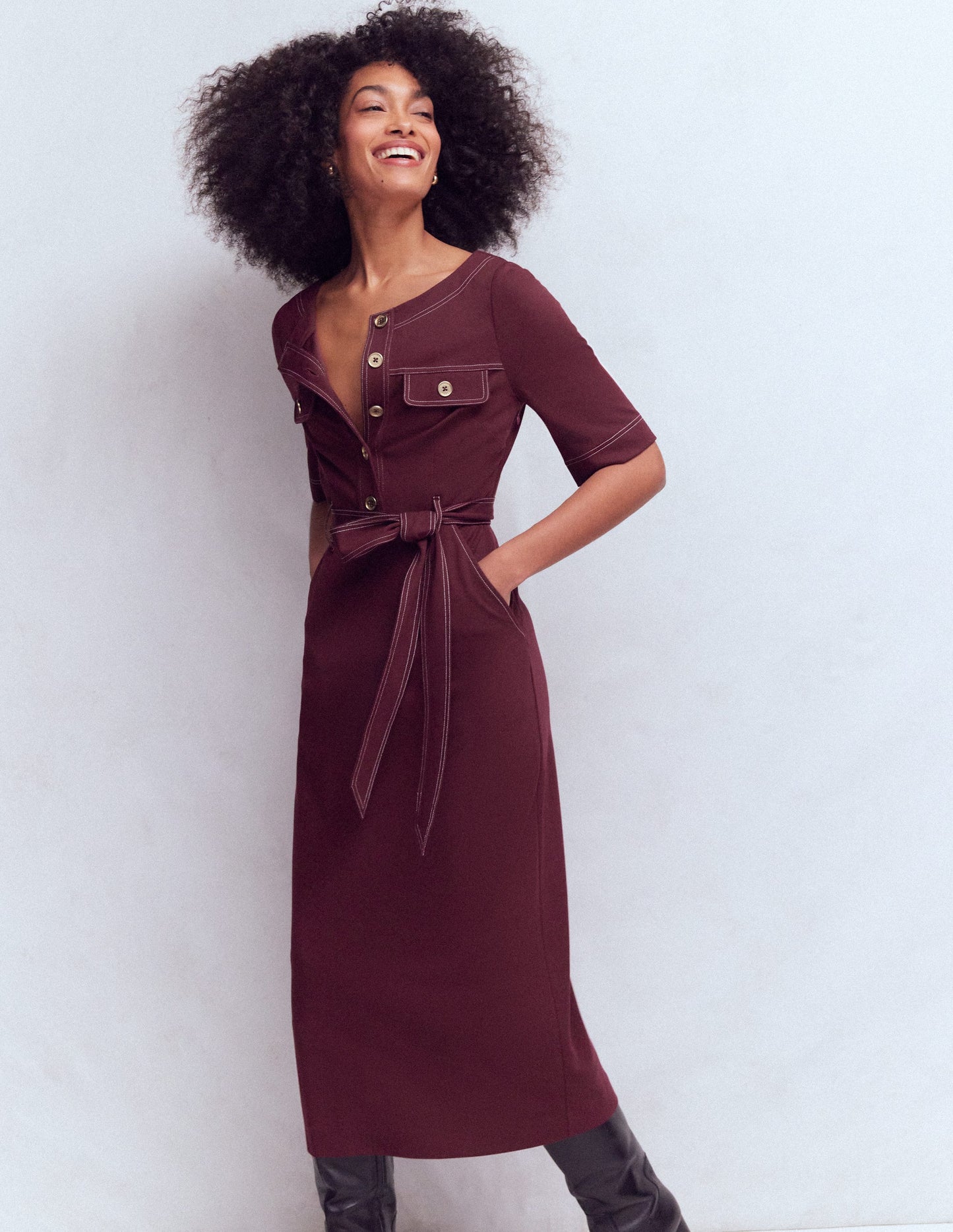 Bria Ponte-Midikleid-Dunkelviolett