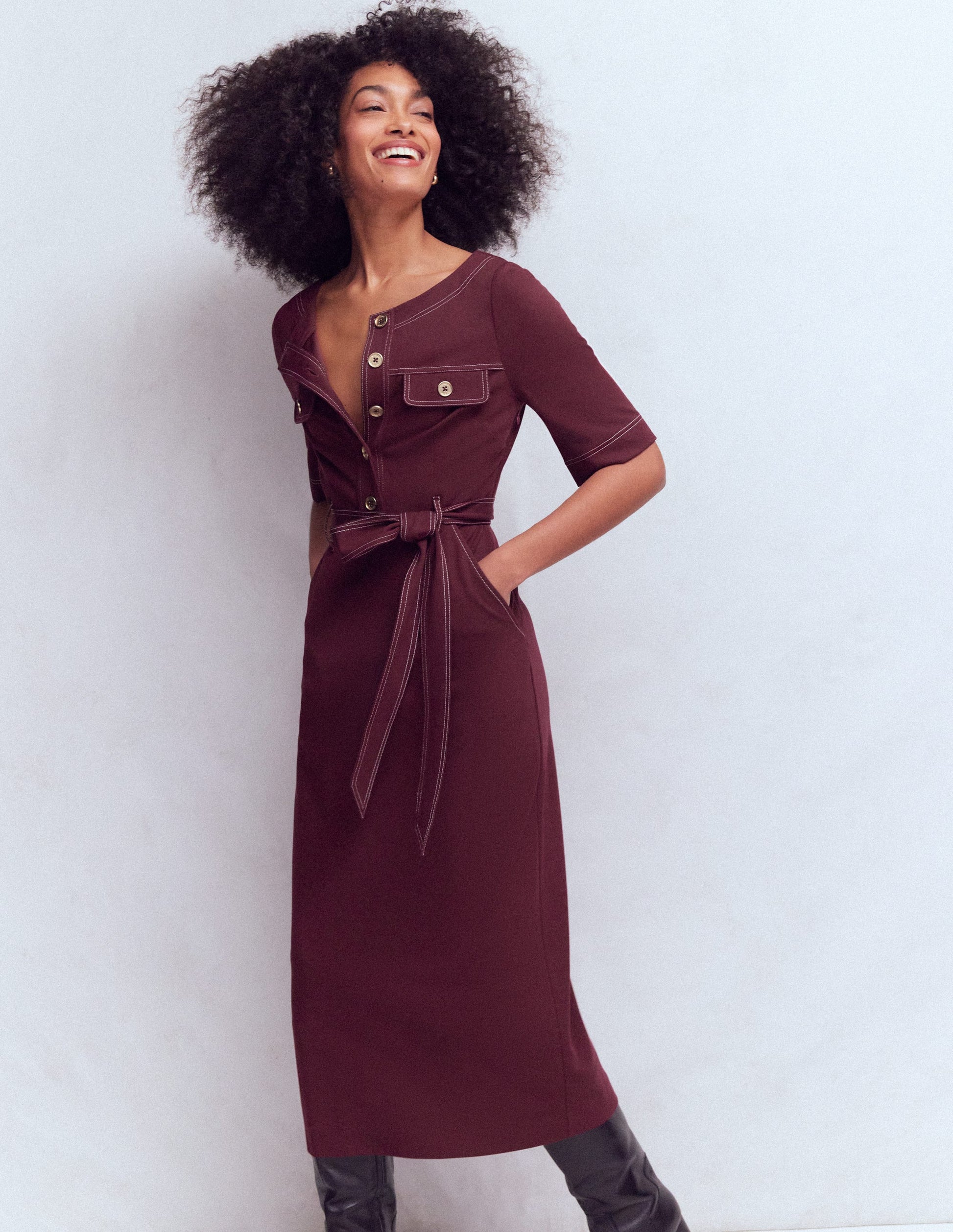 Bria Ponte-Midikleid-Dunkelviolett-2