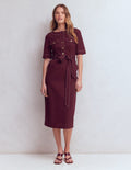 Robe midi Bria en point de Rome-Glycine profond