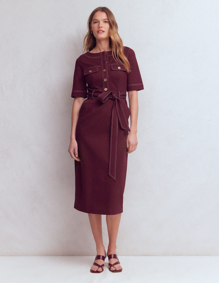 Robe midi Bria en point de Rome-Glycine profond