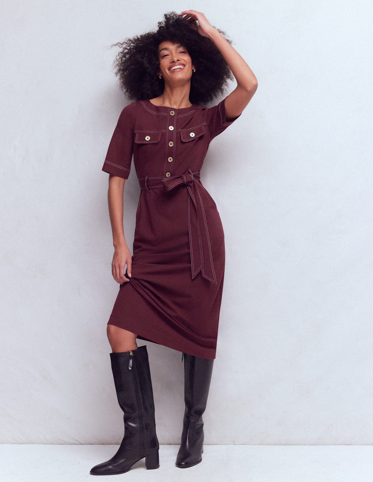 Bria Ponte-Midikleid-Dunkelviolett