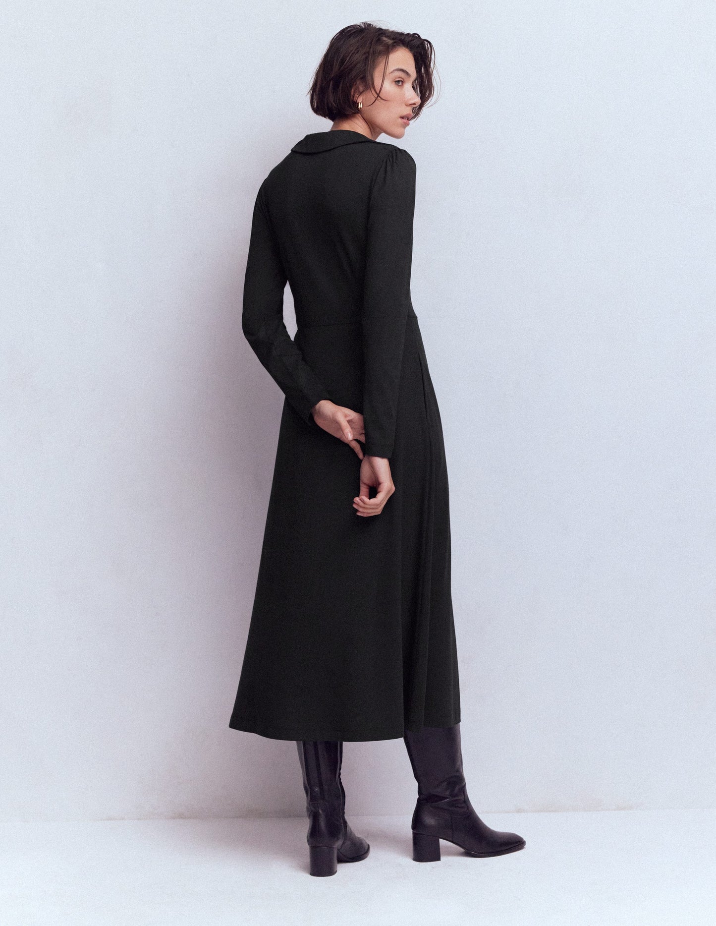 Carla Jersey-Wickelkleid-Schwarz