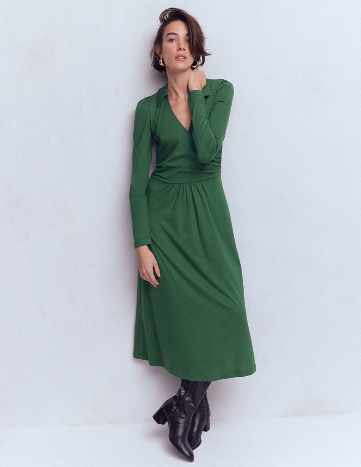 Robe portefeuille Carla en jersey-Vert chasseur