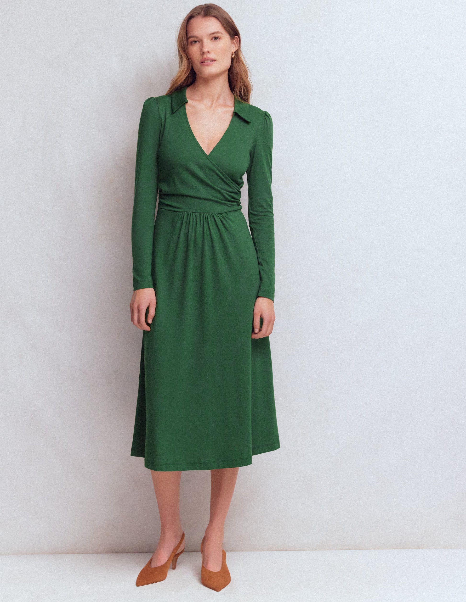 Robe portefeuille Carla en jersey-Vert chasseur-1
