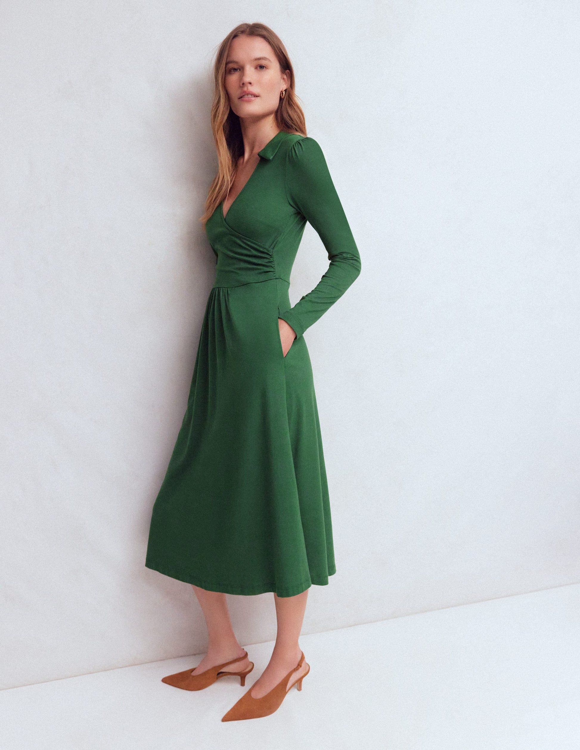 Robe portefeuille Carla en jersey-Vert chasseur-4