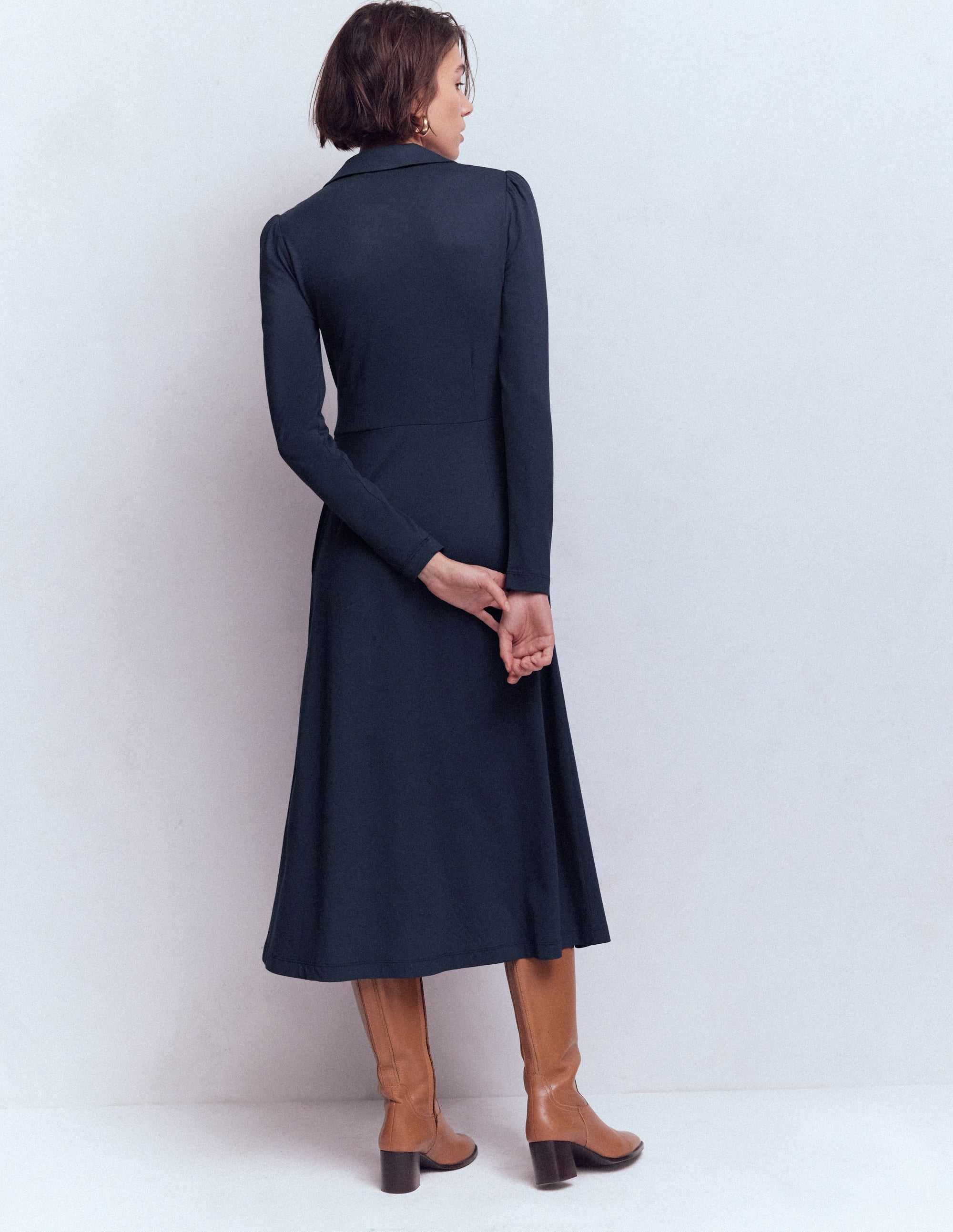 Carla Jersey-Wickelkleid-Marineblau - Image 3