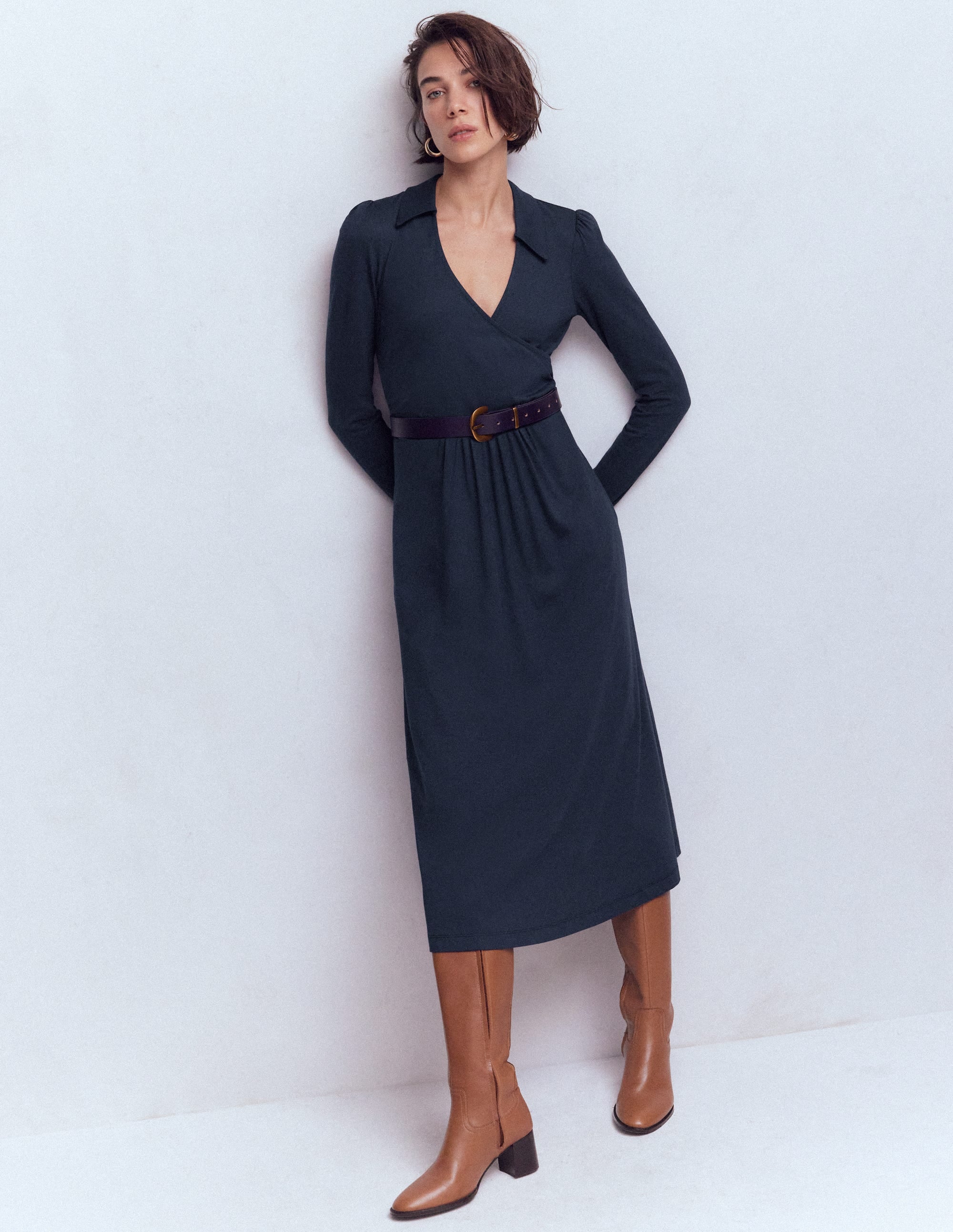 Carla Jersey-Wickelkleid-Marineblau - Image 4