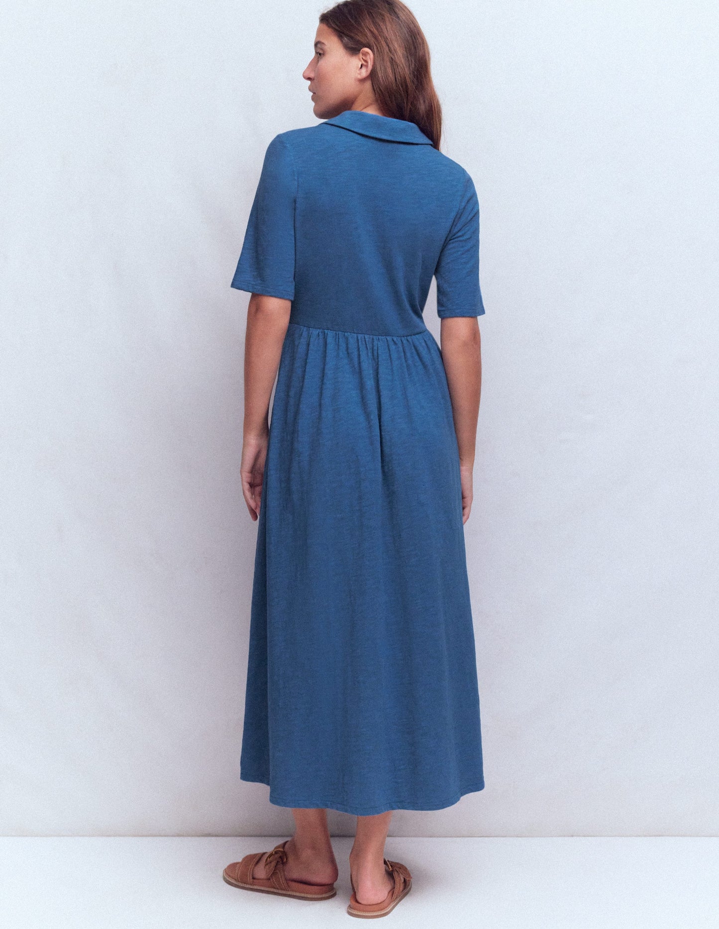 Aria Jerseykleid mit Kragen-Turmalinblau