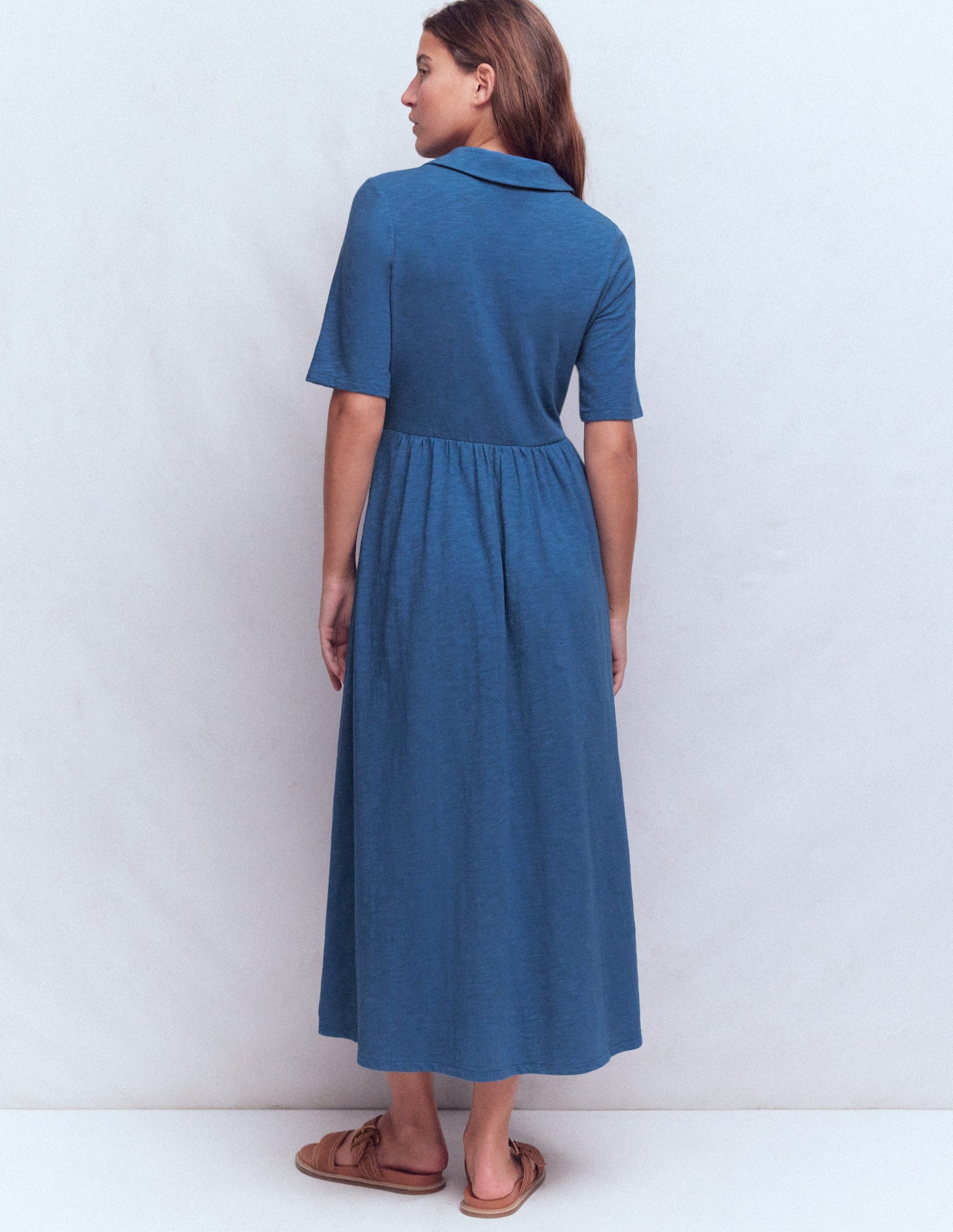 Aria Jerseykleid mit Kragen-Turmalinblau-3