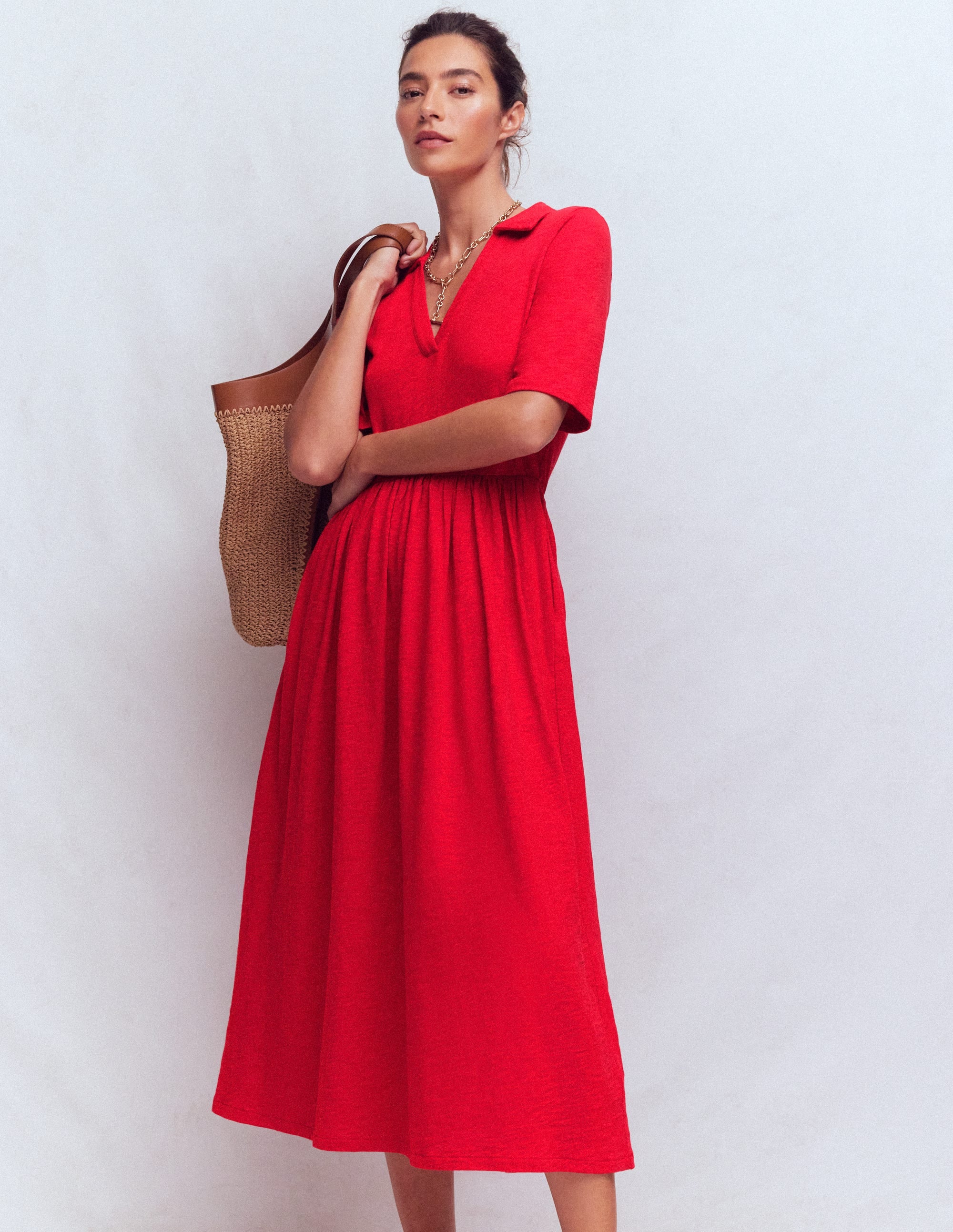 Aria Jerseykleid mit Kragen-Merida-Rot - Image 1