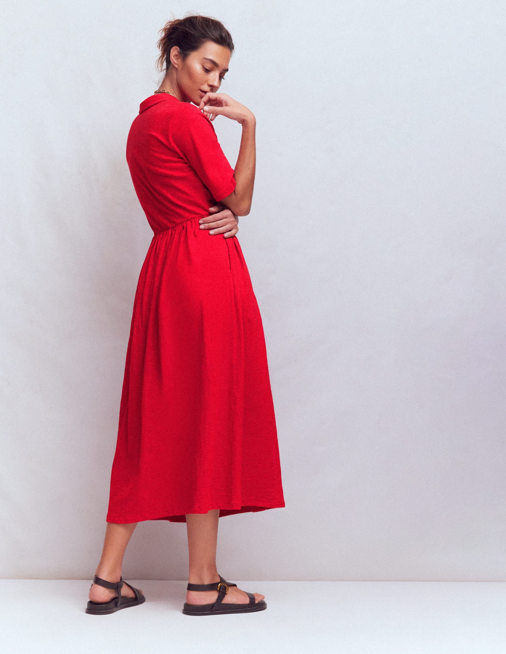 Aria Jerseykleid mit Kragen-Merida-Rot - Image 3