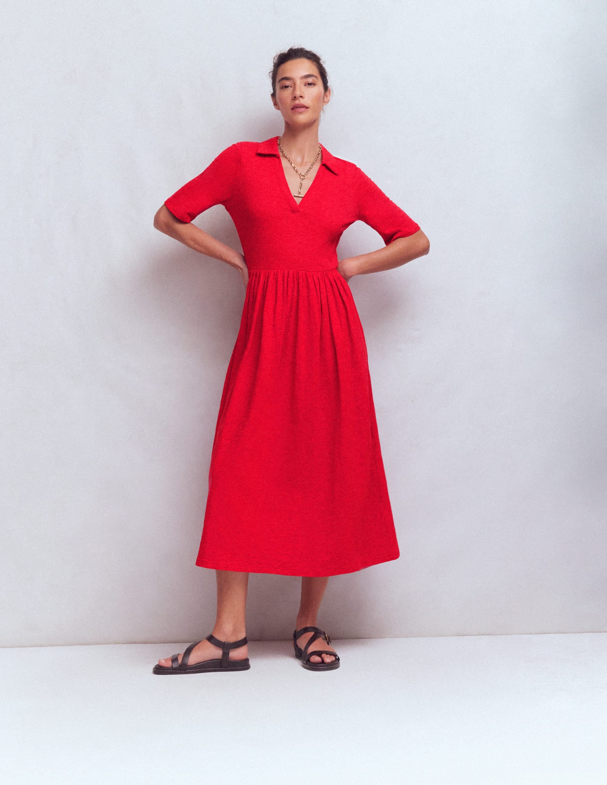 Aria Jerseykleid mit Kragen-Merida-Rot - Image 4