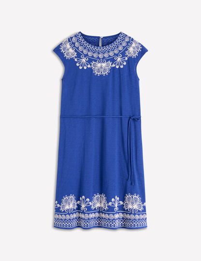 Kurzes Jerseykleid mit Cutwork-Surf the Web-Blau-6