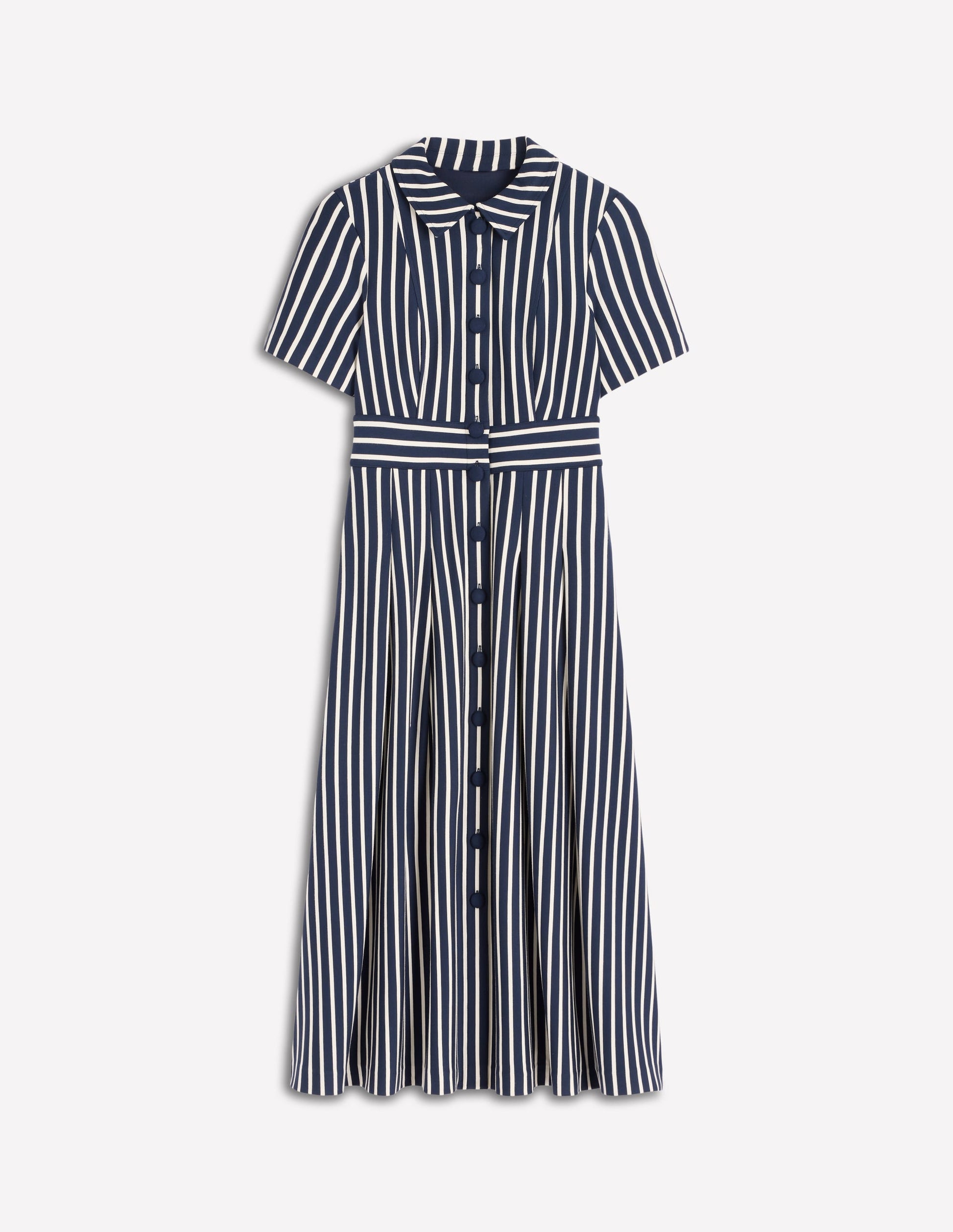 Robe-chemise Bridget en point de Rome-Bleu Marine/Ivoire-5