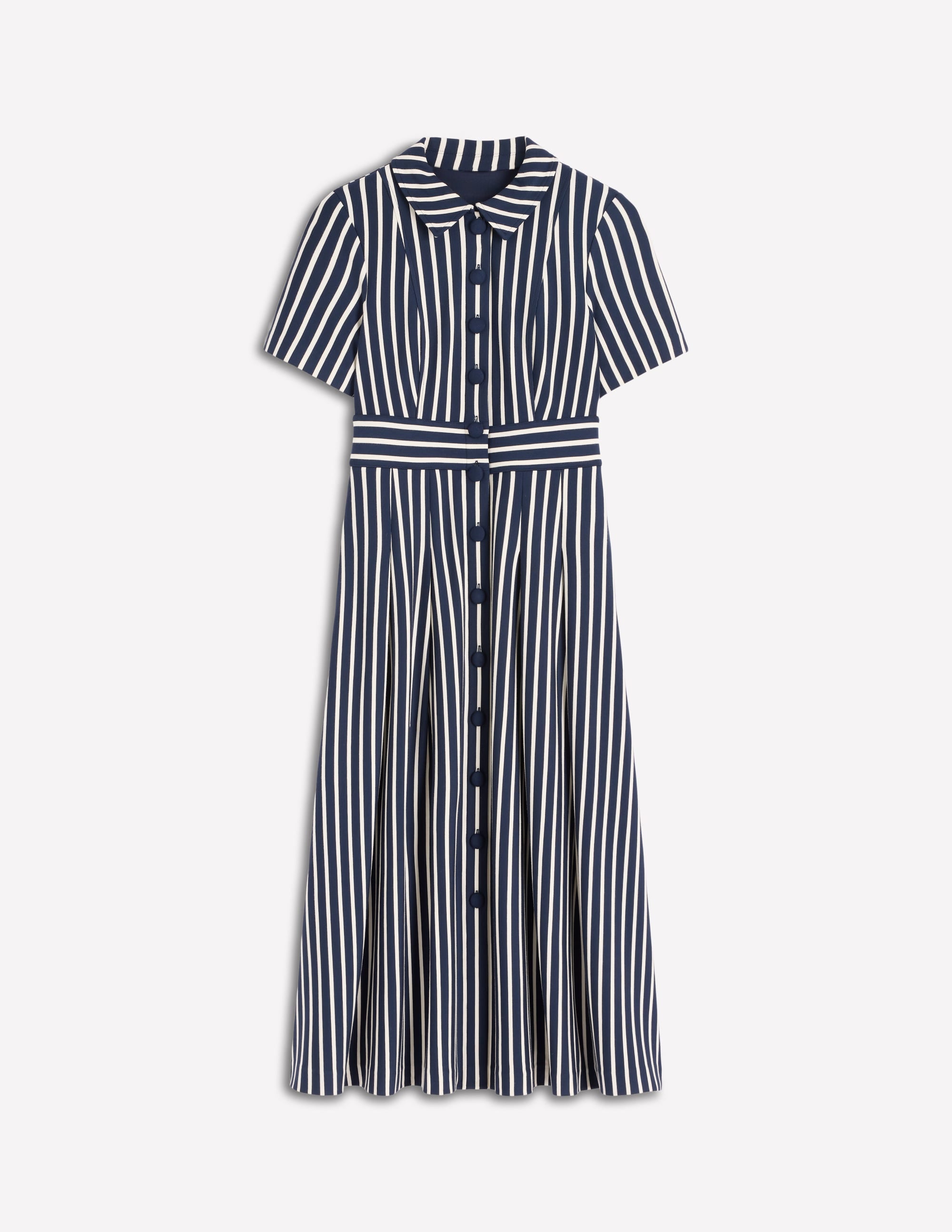 Bridget Ponte-Hemdblusenkleid-Marineblau und Naturweiß Gestreift - Image 5