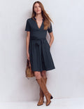 Robe Daisy virevoltante en jersey-Bleu marine