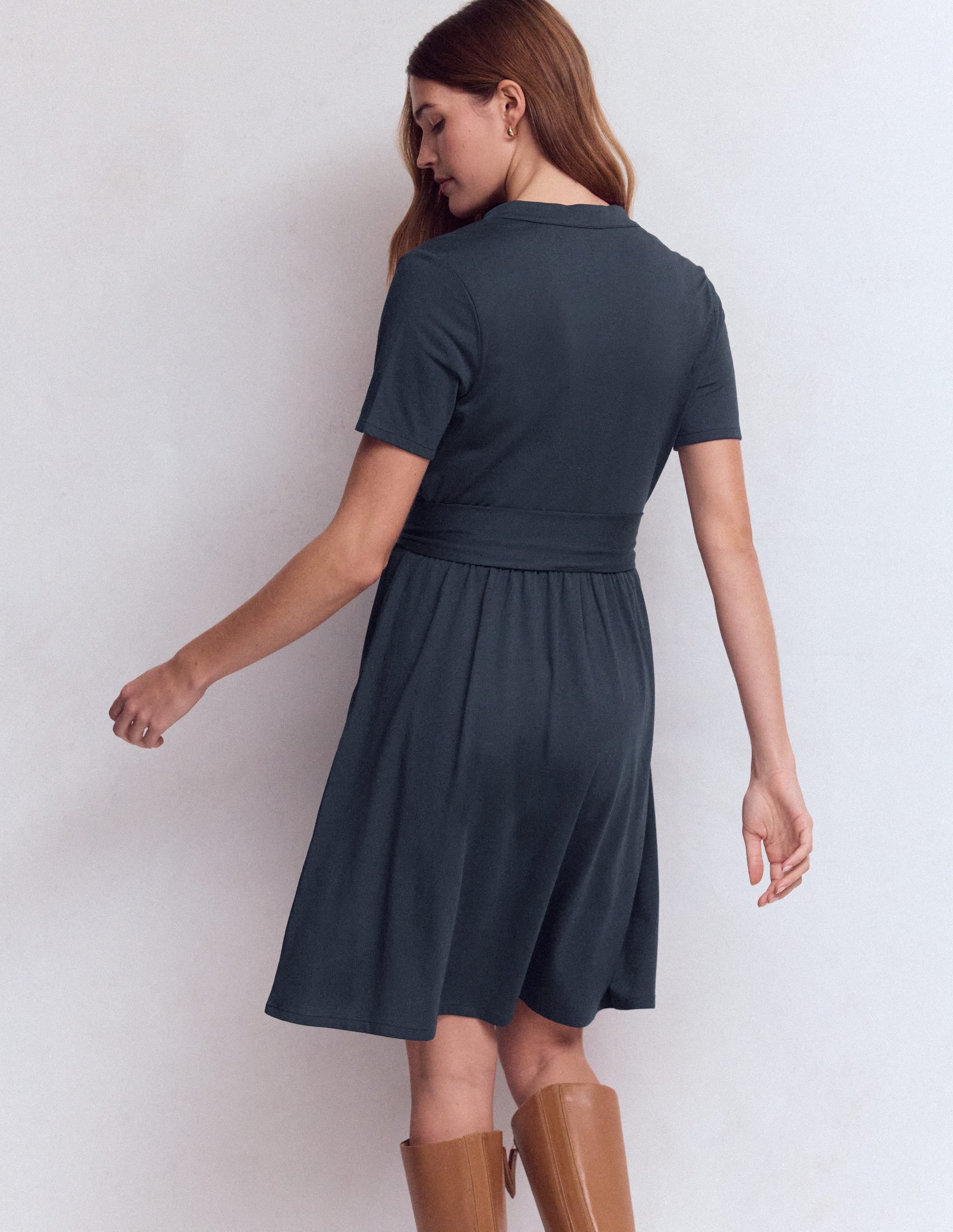 Daisy Ausgestelltes Jerseykleid-Marineblau - Image 3