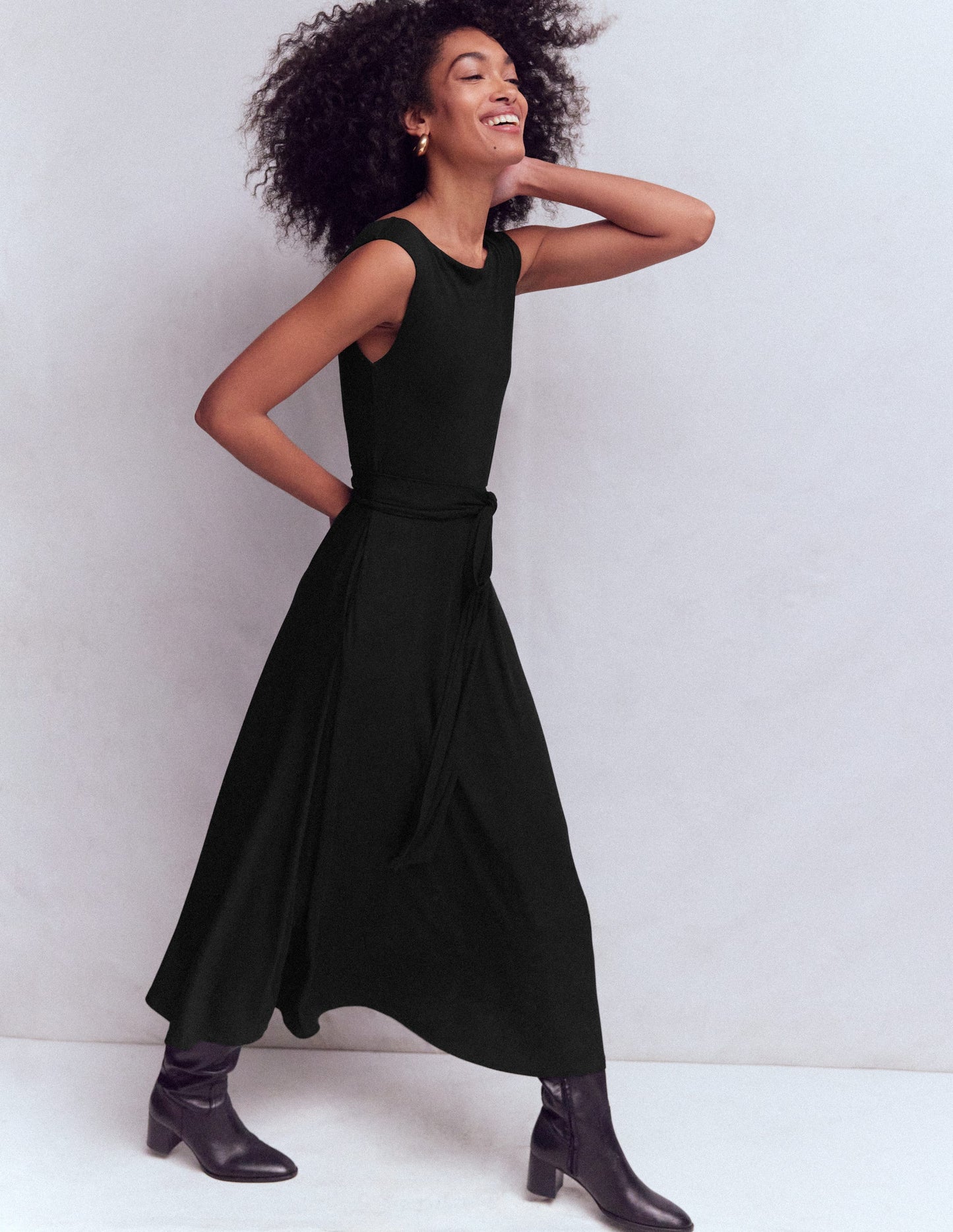 Tamsin Jersey-Midikleid-Schwarz