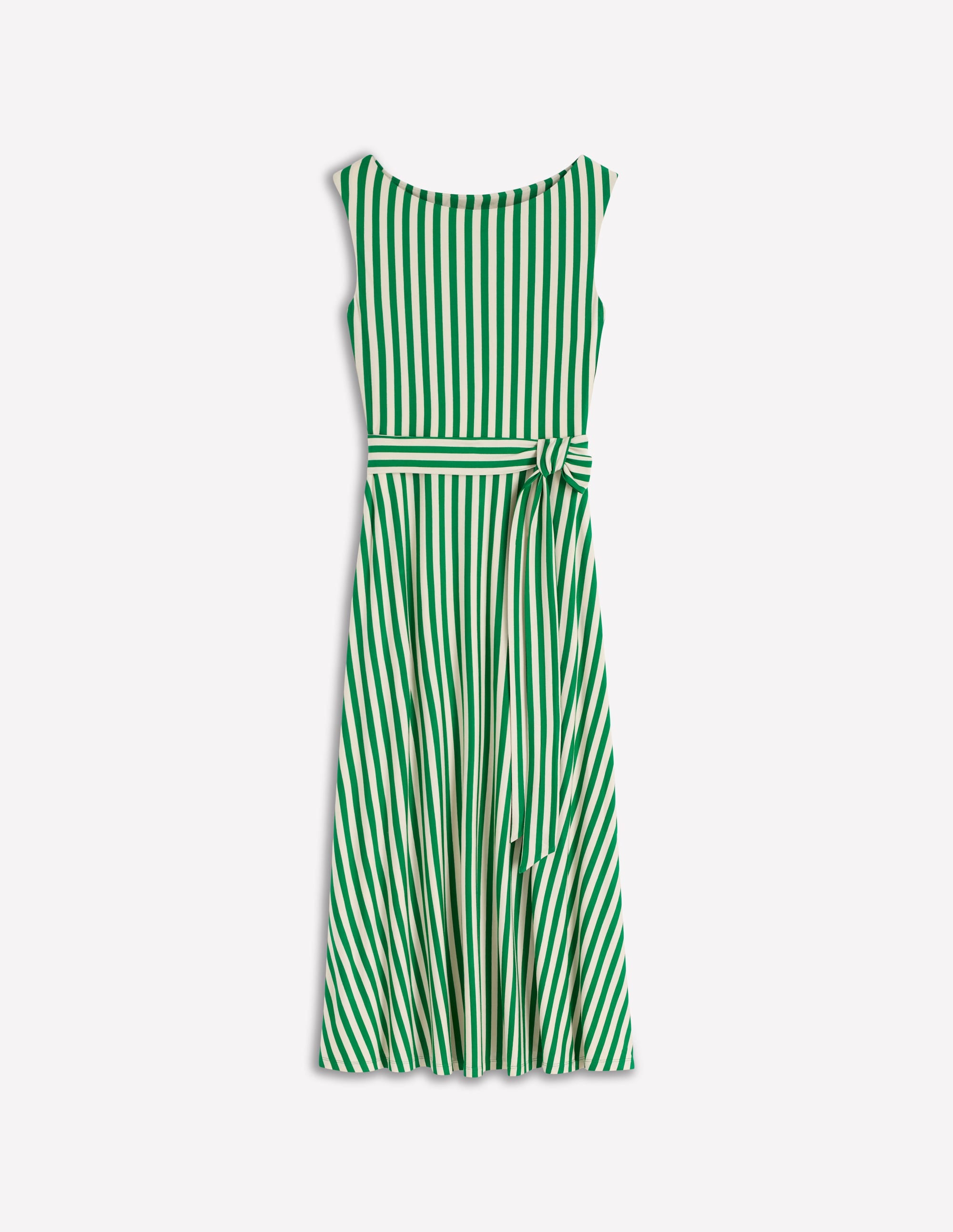 Tamsin Jersey-Midikleid-Frisches Grün und Naturweiß Streifen - Image 7