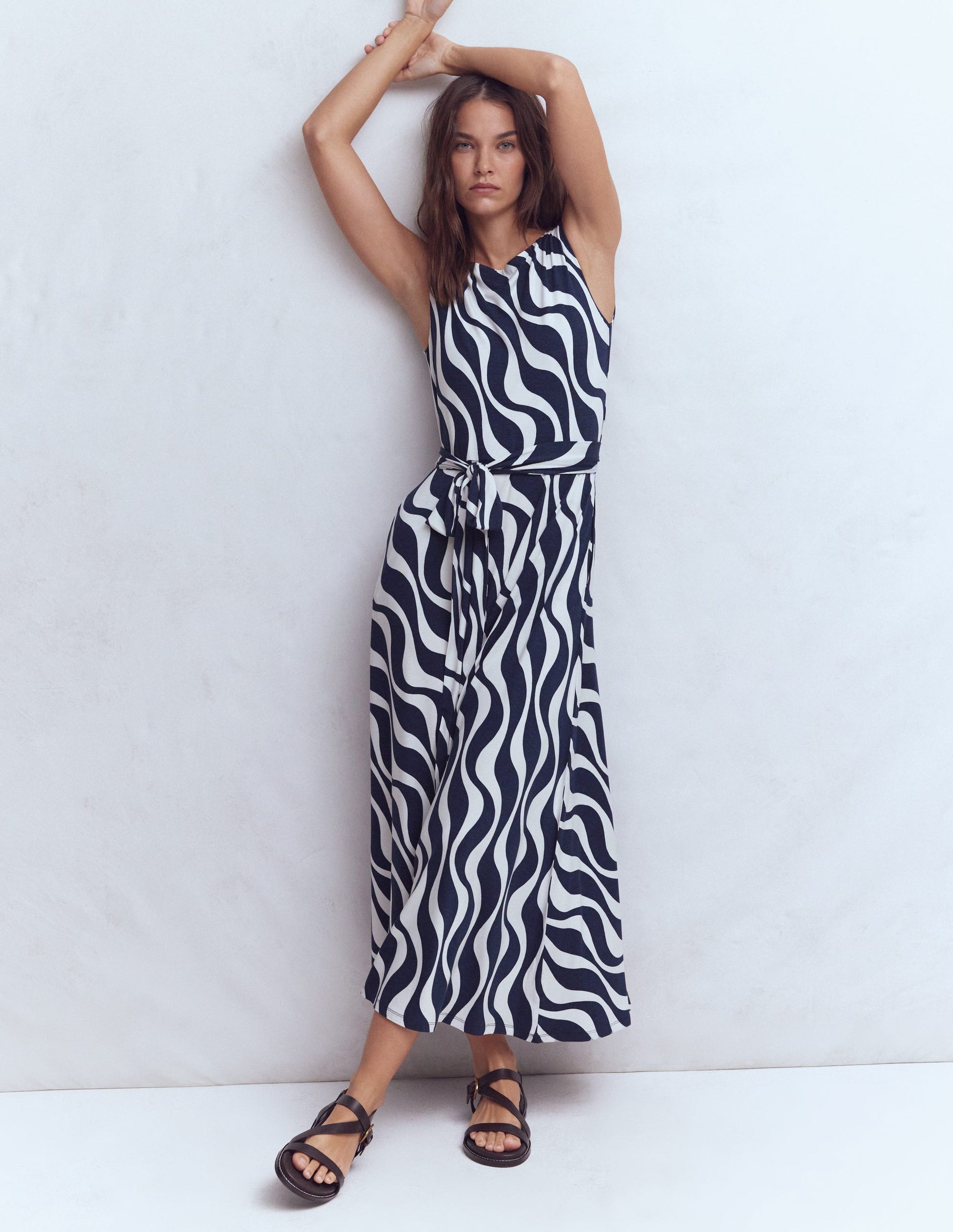 Tamsin Jersey-Midikleid-Französisches Marineblau, Rhythmische Welle-2