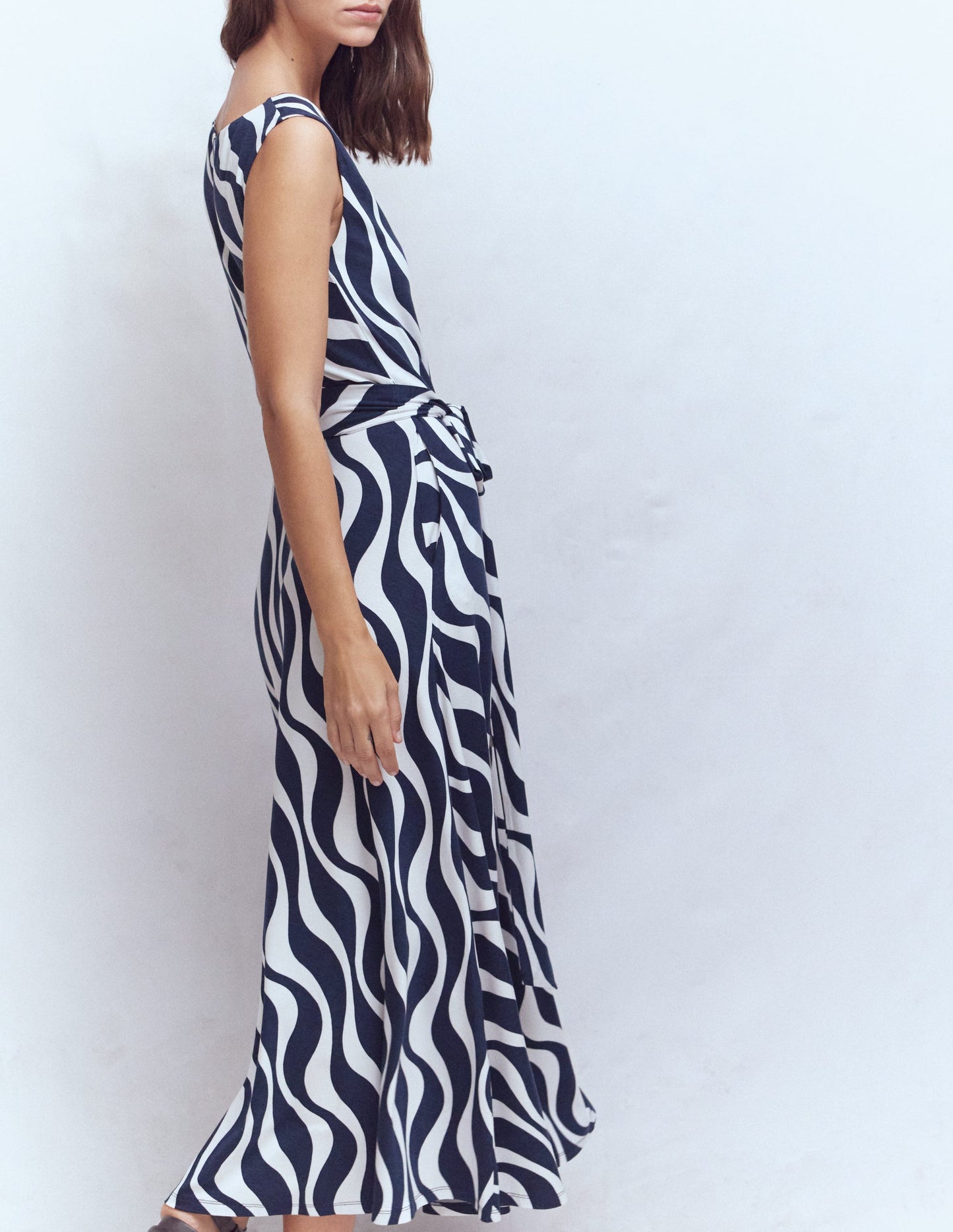 Tamsin Jersey-Midikleid-Französisches Marineblau, Rhythmische Welle