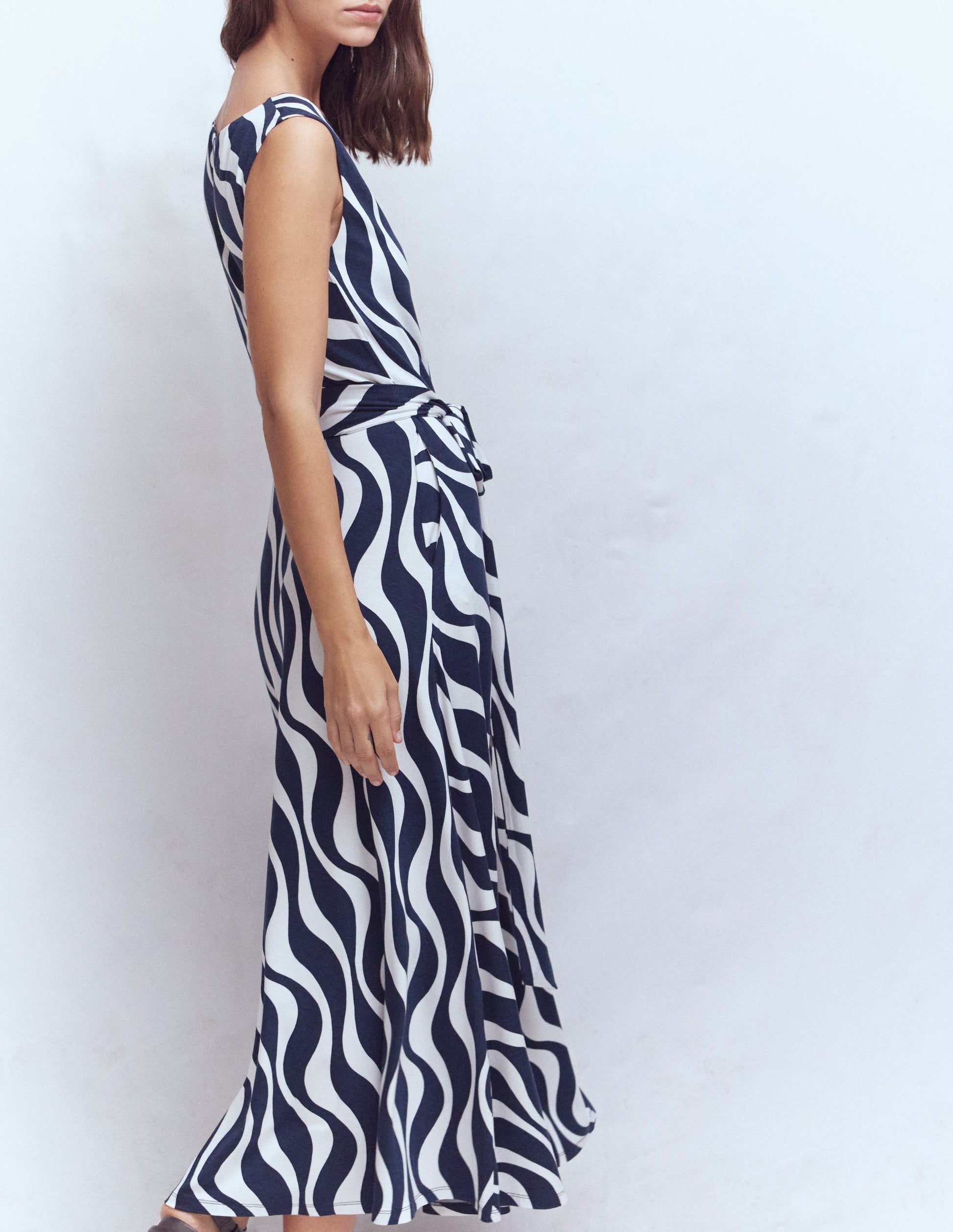 Tamsin Jersey-Midikleid-Französisches Marineblau, Rhythmische Welle-4