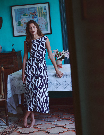 Tamsin Jersey-Midikleid-Französisches Marineblau, Rhythmische Welle-1