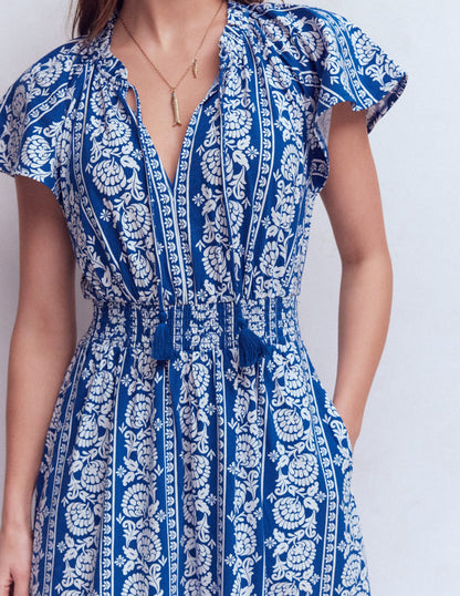 Tala Gestuftes Jersey-Maxikleid-Leuchtendes Blau, Blumenornament-2