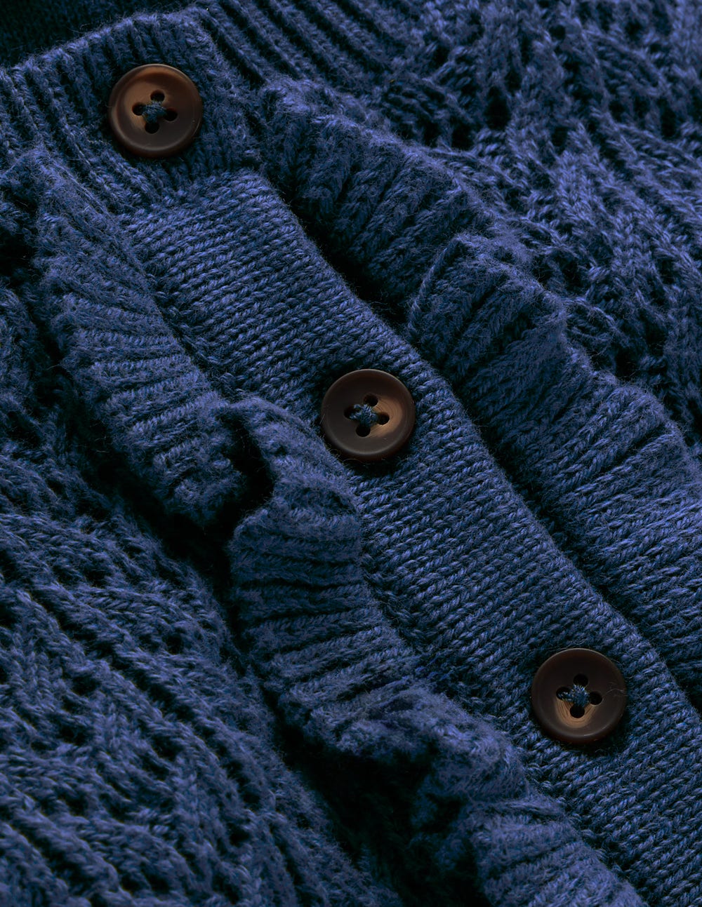 Henley-Strickkleid mit Rüschen-Denim-Blau - Image 7