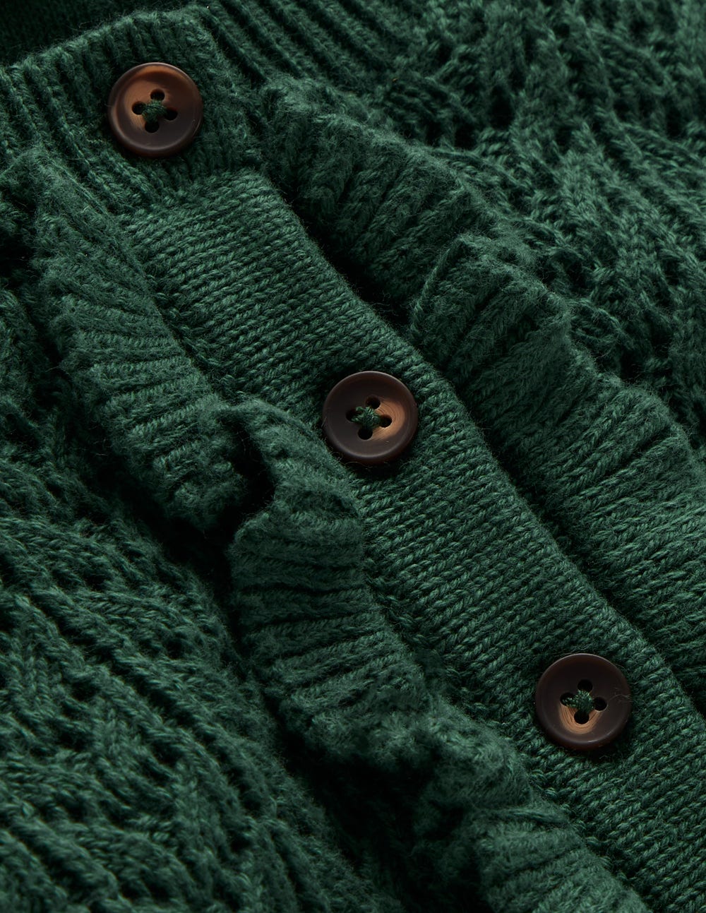 Henley Frill Knitted Dress-Hunter Green - Image 7
